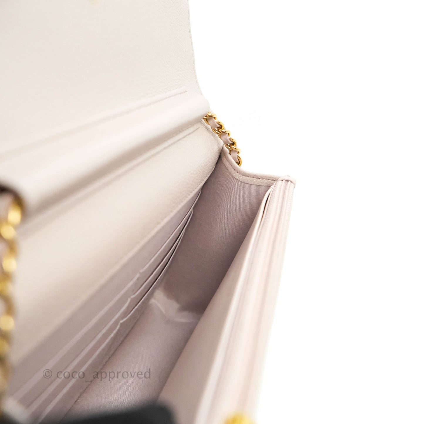 Chanel Quilted WOC Lilac Caviar CC Coco Chain Gold Hardware