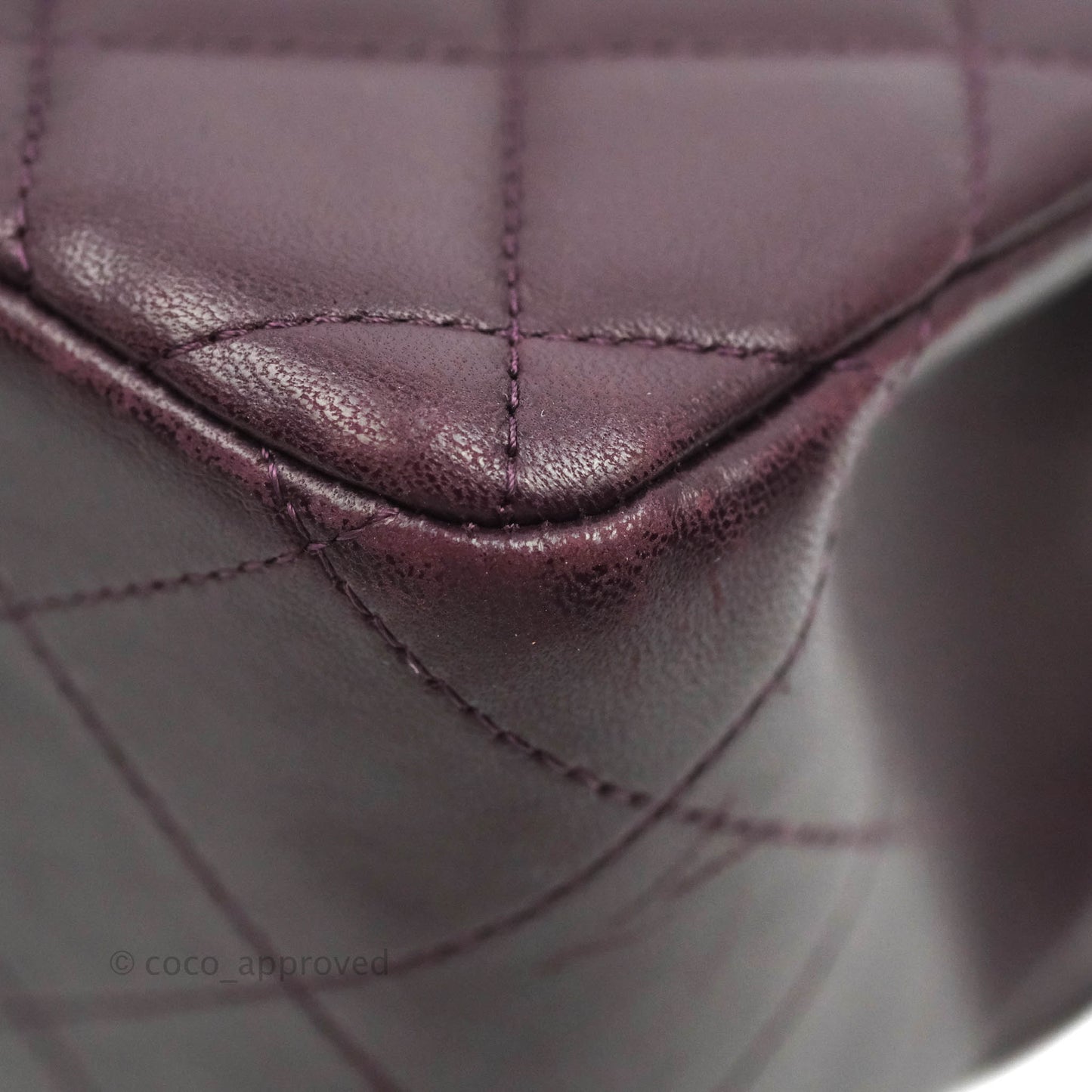 Chanel Quilted Jumbo Double Flap Plum Lambskin Gun Metal