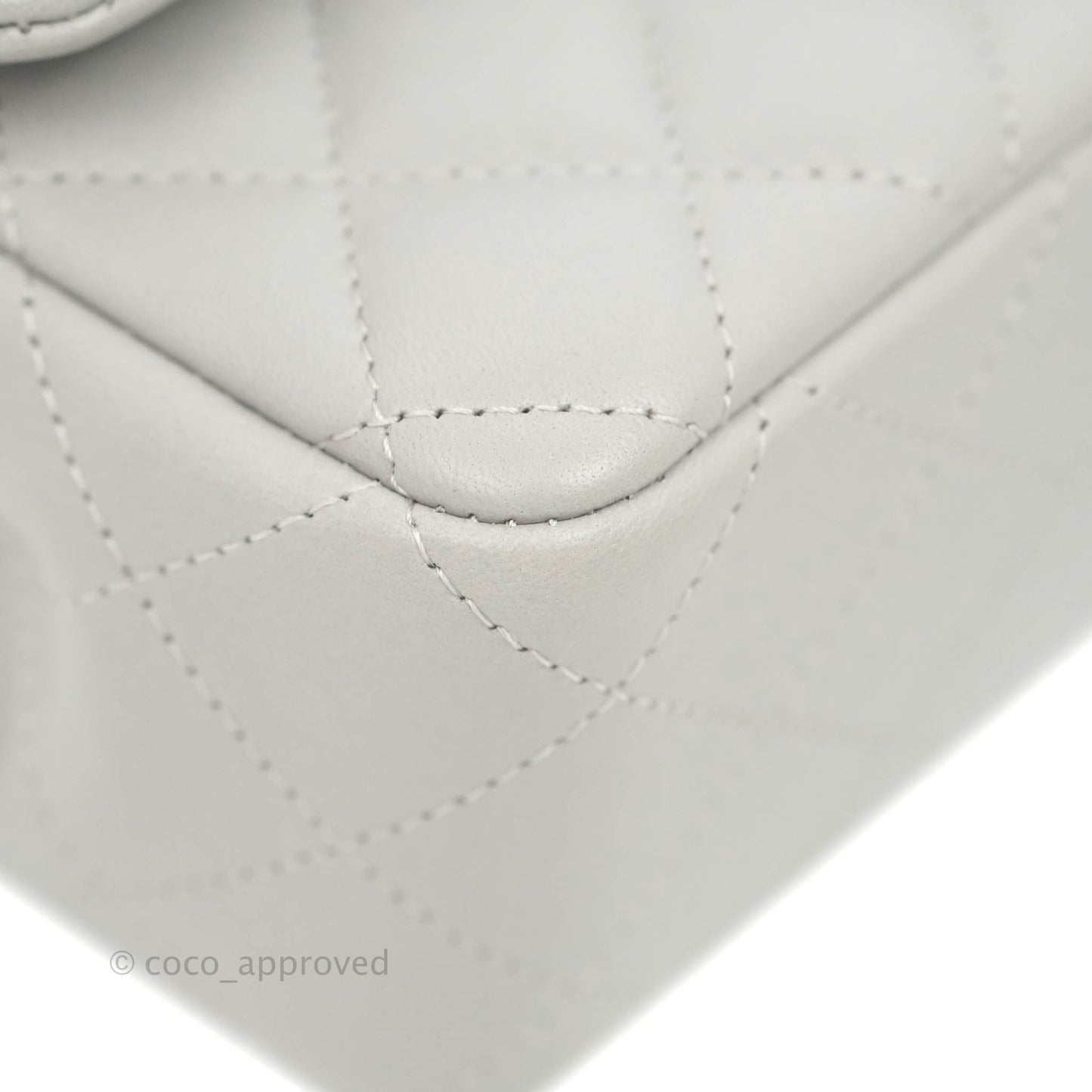 Chanel Quilted Mini Rectangular Grey Lambskin Silver Hardware 21B