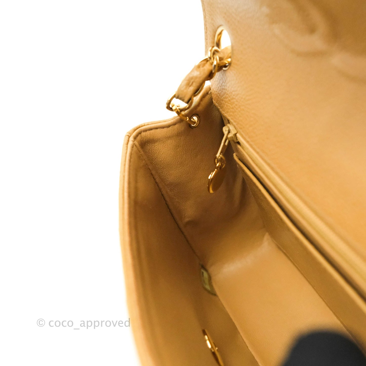 Chanel Vintage Quilted Mini Square Dark Beige Caviar 24K Gold Hardware