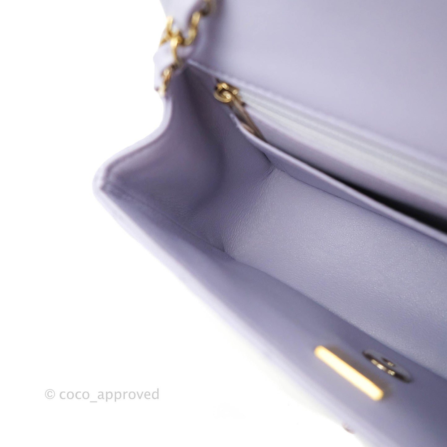 Chanel Quilted Mini Rectangular Lilac Lambskin Gold Hardware 21K
