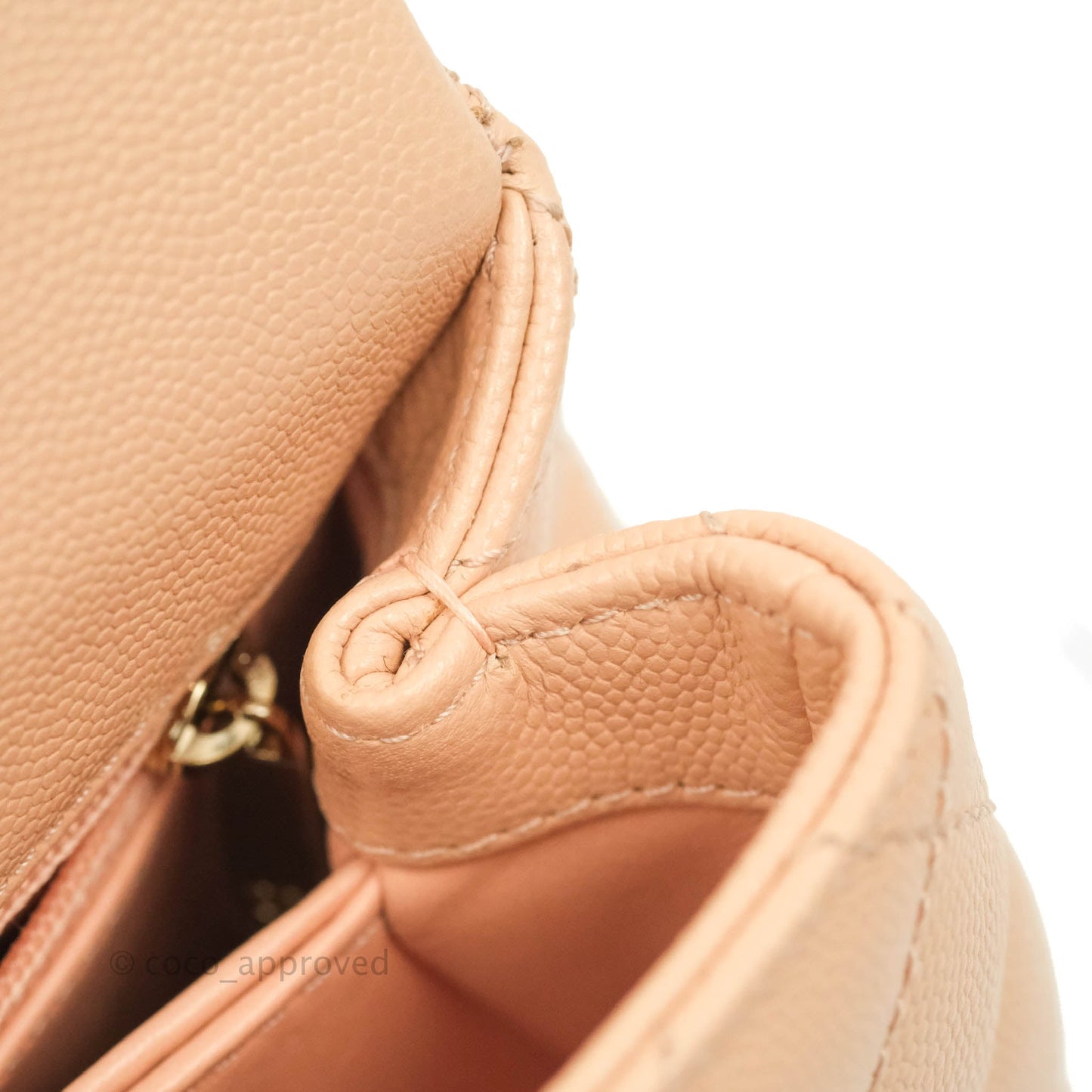 Chanel Extra Mini Coco Handle Quilted Beige Pink Caviar Gold Hardware 21A
