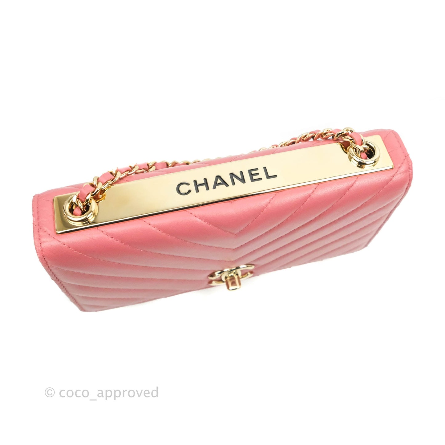 Chanel Trendy CC WOC Wallet on Chain Chevron Pink Lambskin Gold Hardware