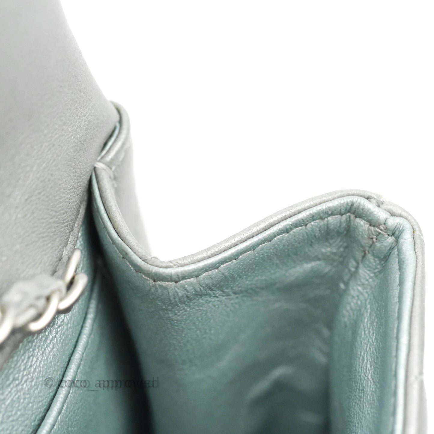 Chanel Quilted Clutch with Chain Silver Lambskin Matte Silver Hardware