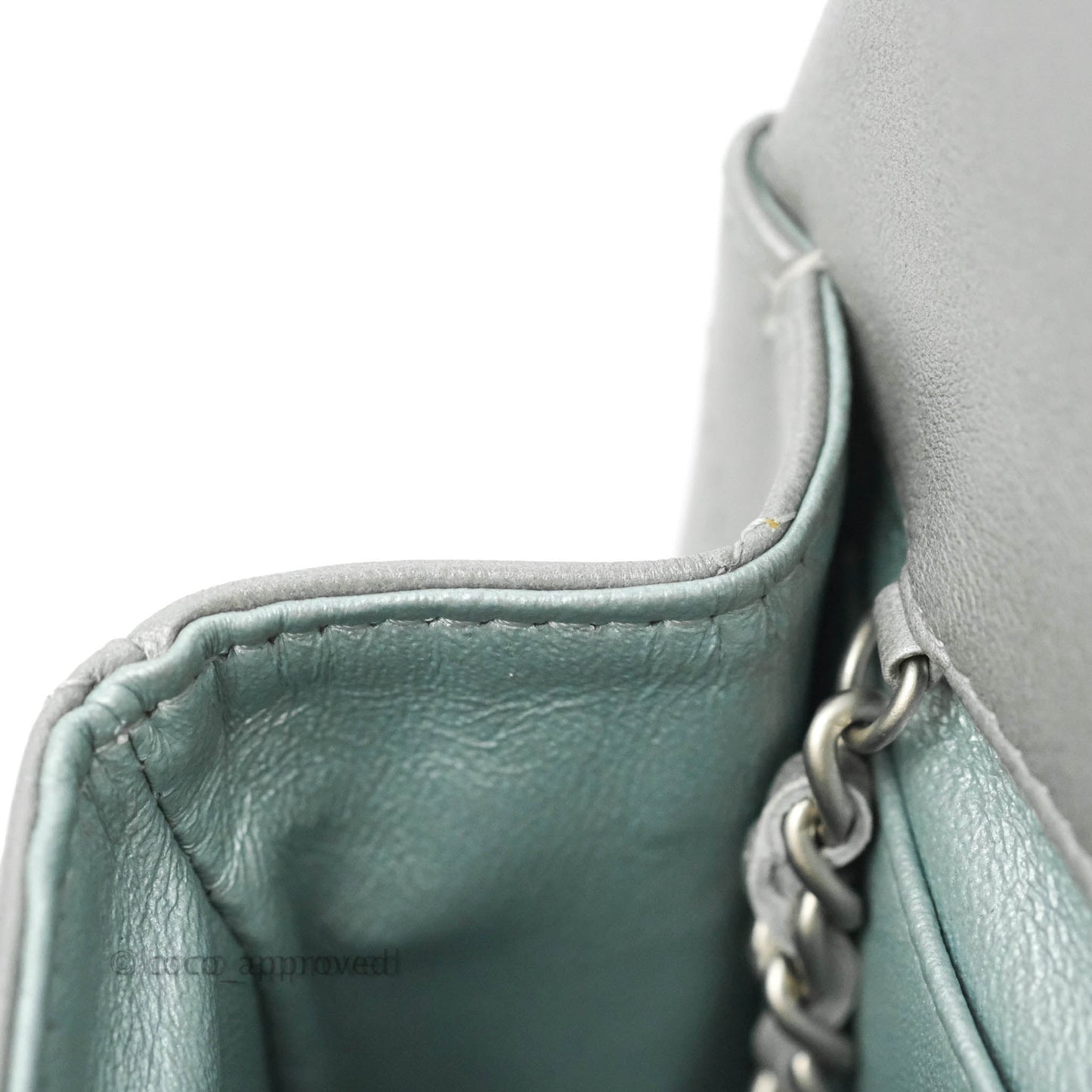 Chanel Quilted Clutch with Chain Silver Lambskin Matte Silver Hardware