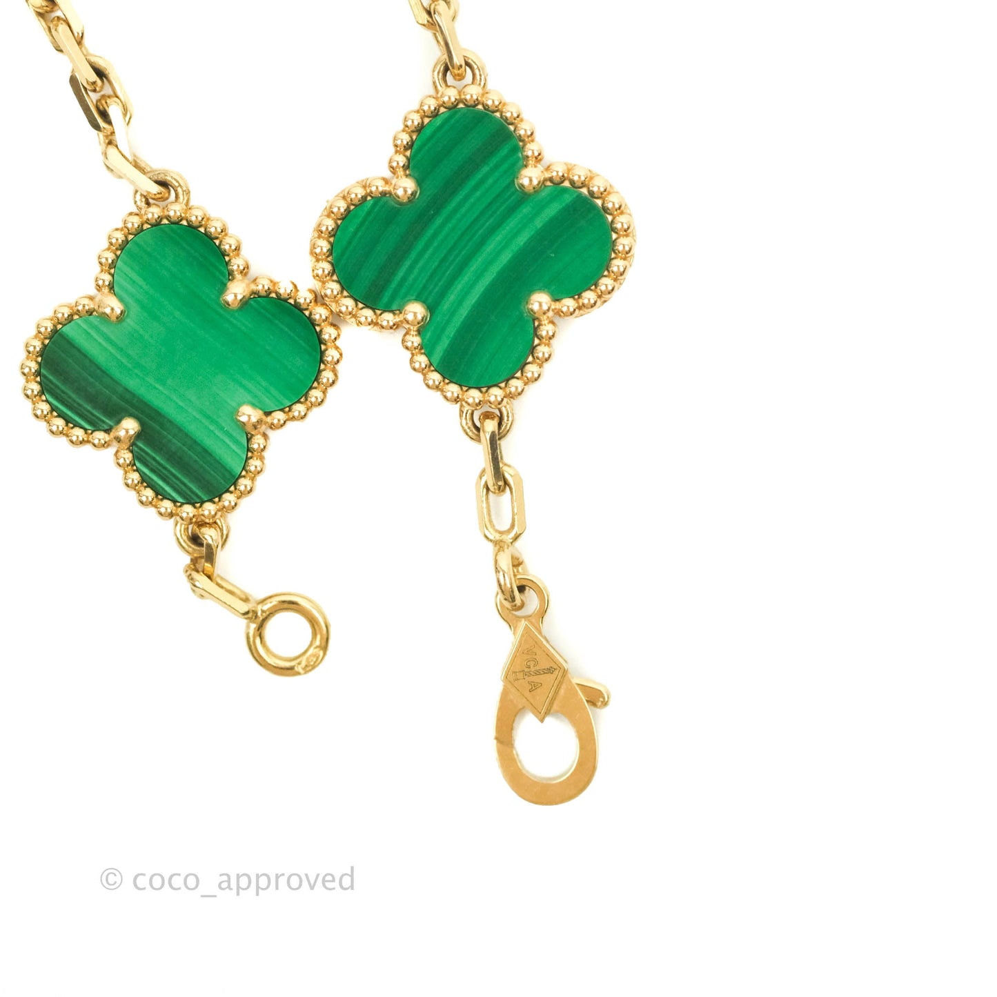 Van Cleef & Arpels Vintage Alhambra 5 Motifs Malachite Yellow Gold Bracelet
