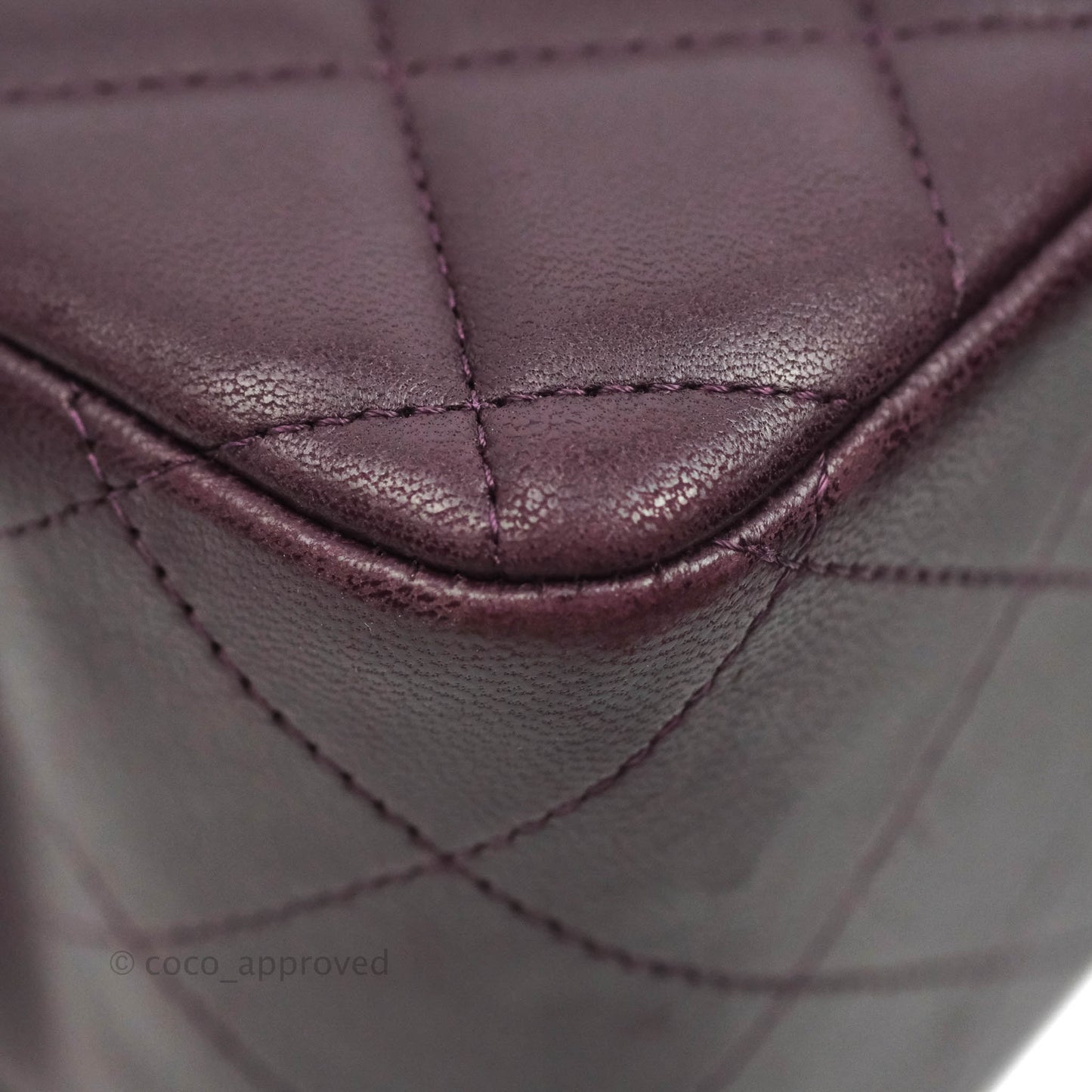 Chanel Quilted Jumbo Double Flap Plum Lambskin Gun Metal
