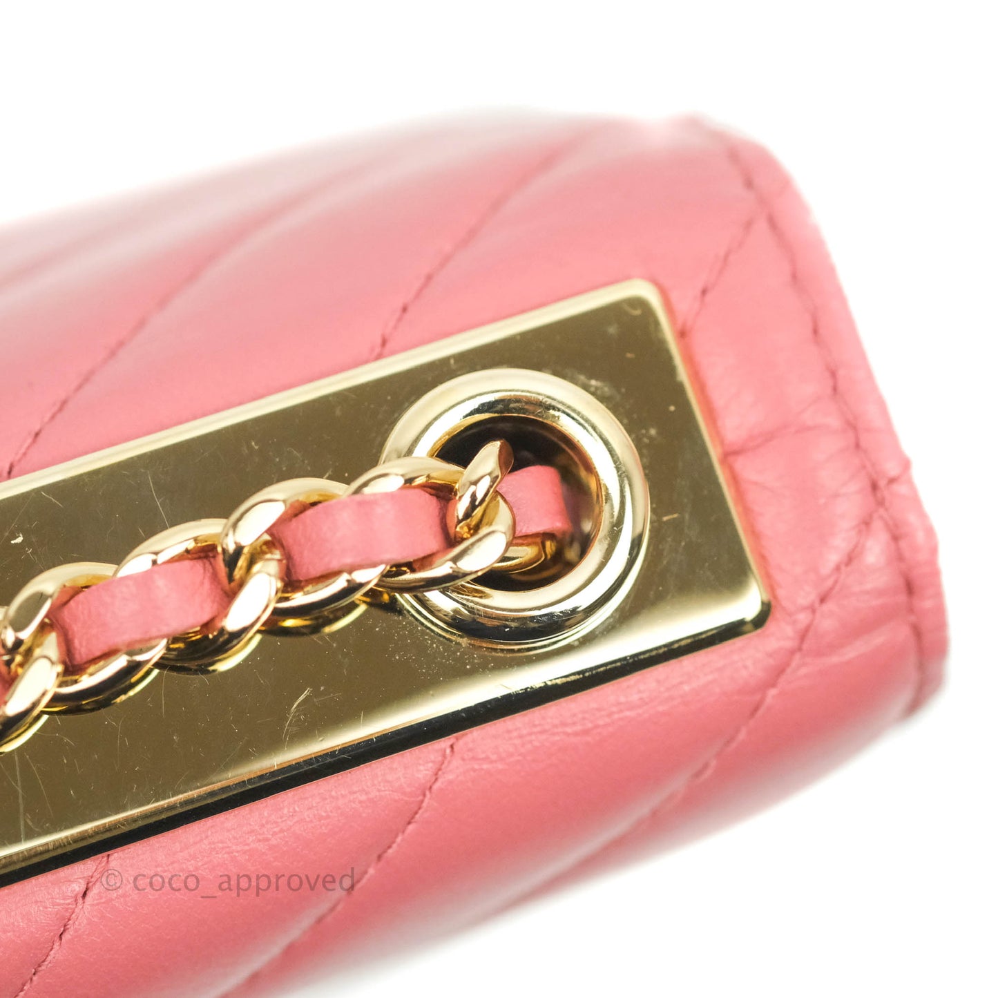 Chanel Trendy CC WOC Wallet on Chain Chevron Pink Lambskin Gold Hardware