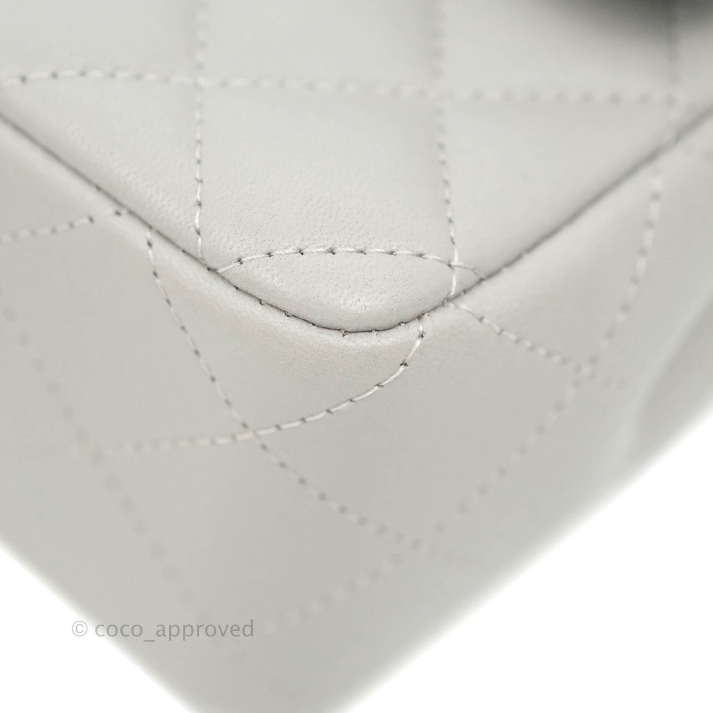 Chanel Quilted Mini Rectangular Grey Lambskin Silver Hardware 21B