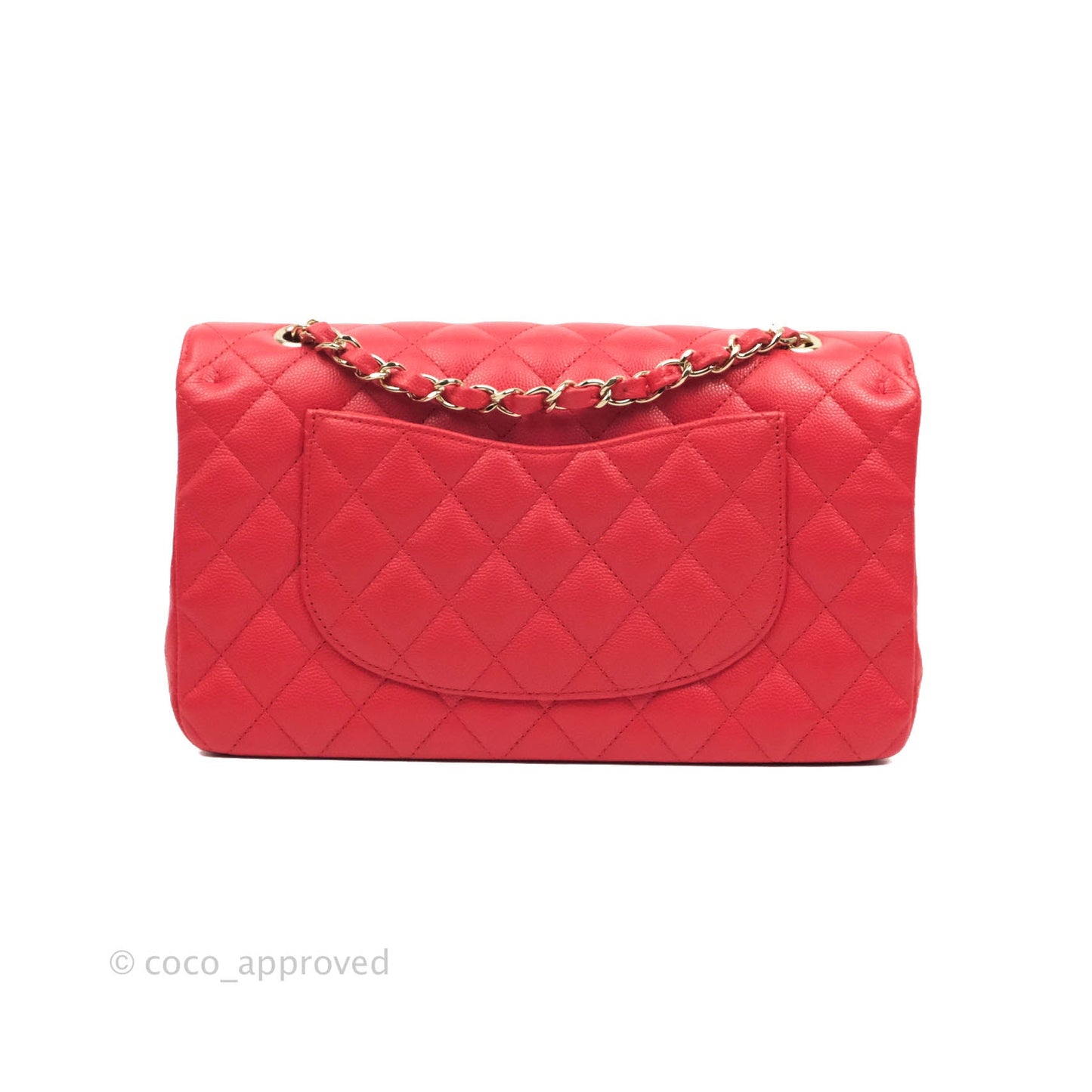 Chanel Classic M/L Medium Double Flap Chilli Red Caviar Gold Hardware 19C