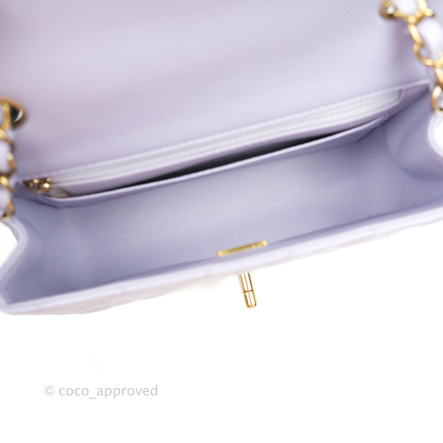 Chanel Quilted Mini Rectangular Lilac Lambskin Gold Hardware 21K