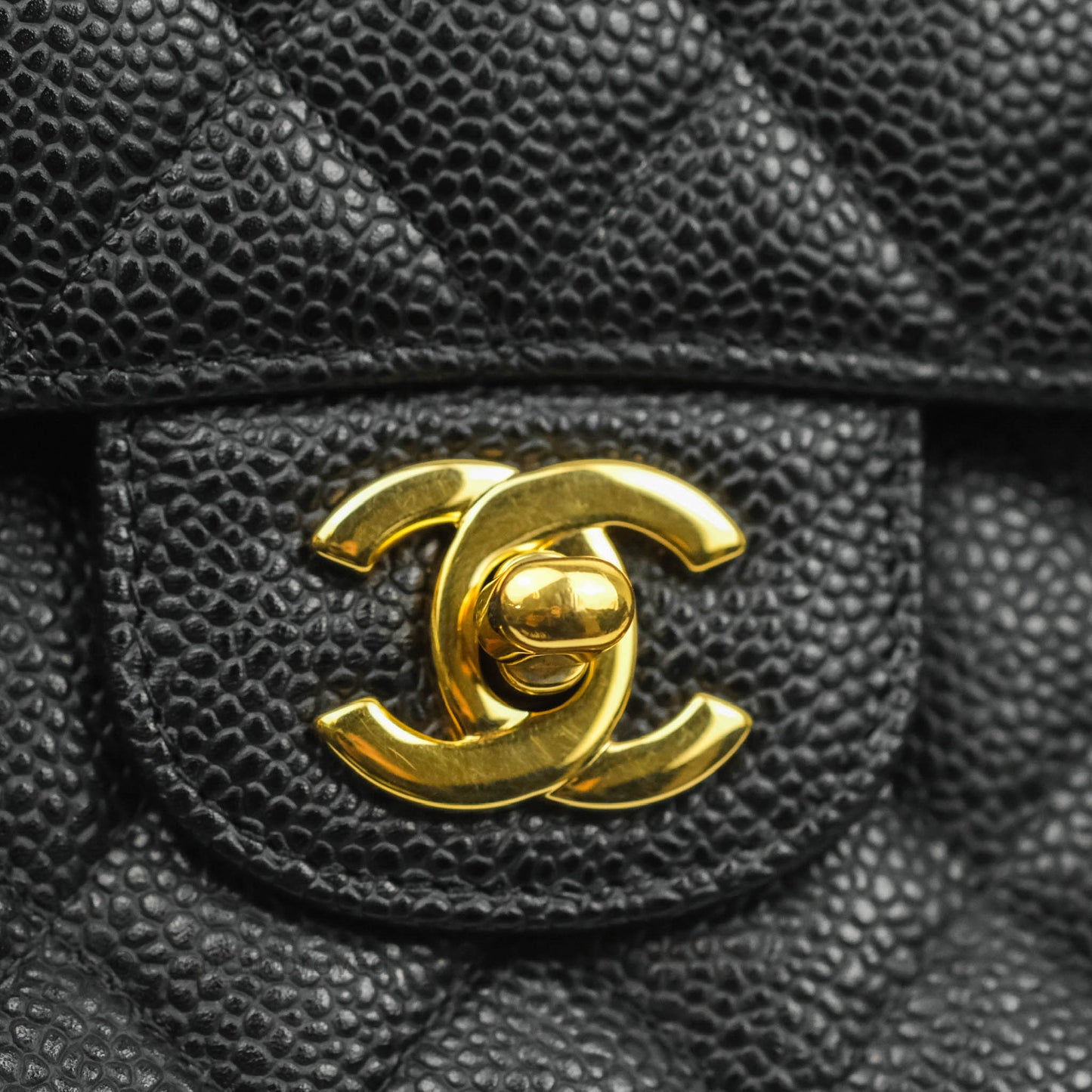 Chanel Classic M/L Medium Double Flap Black Caviar Gold Hardware