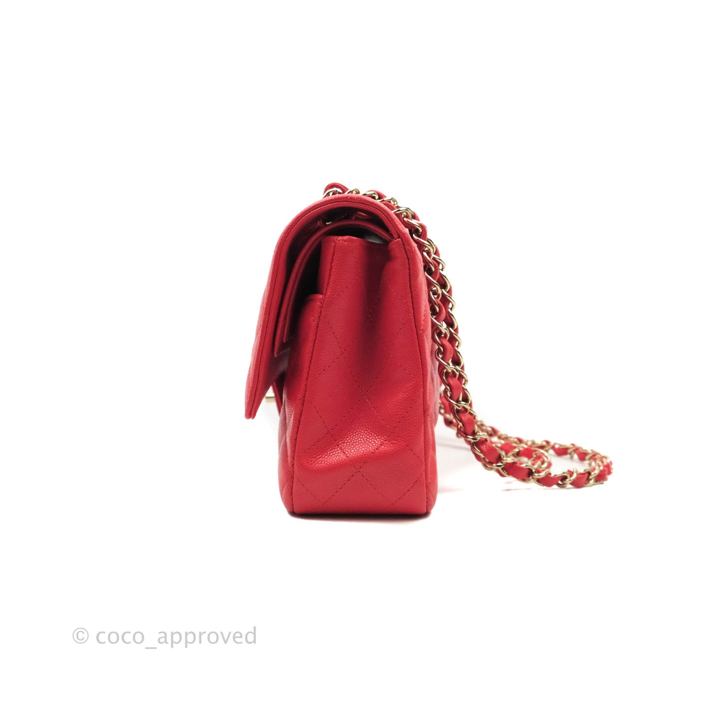 Chanel Classic M/L Medium Double Flap Chilli Red Caviar Gold Hardware 19C
