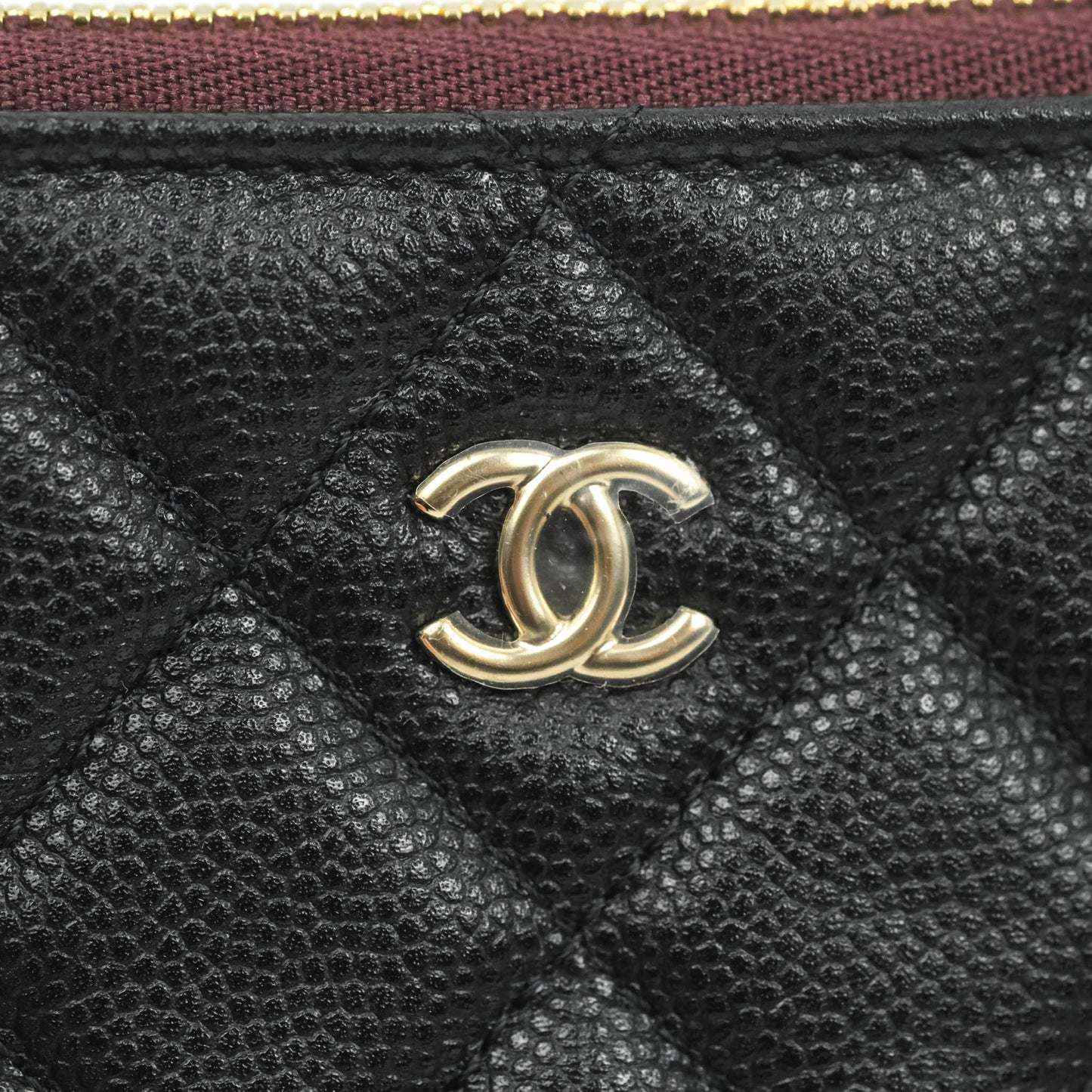 Chanel Quilted Mini O Case Black Caviar Gold Hardware
