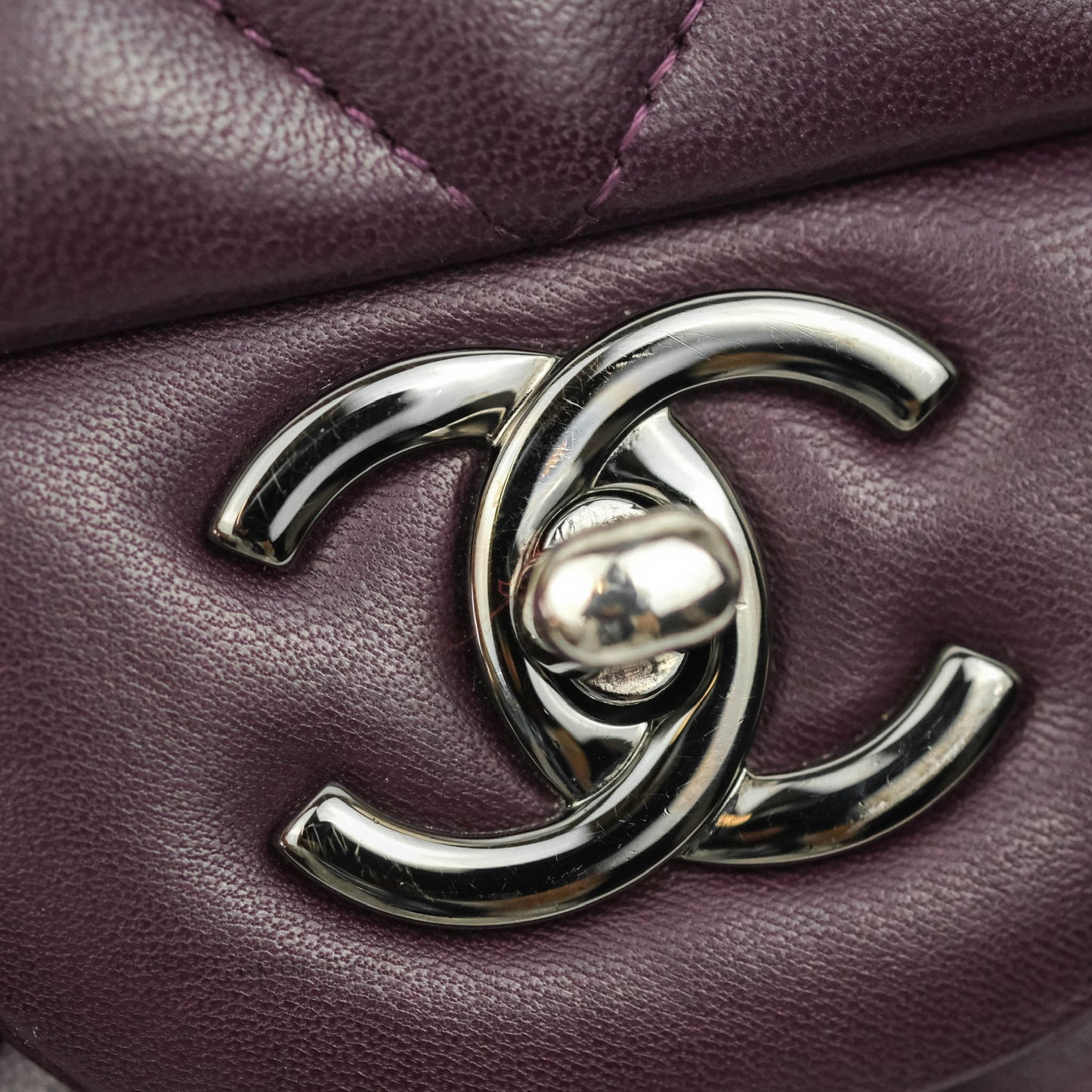 Chanel Quilted Jumbo Double Flap Plum Lambskin Gun Metal