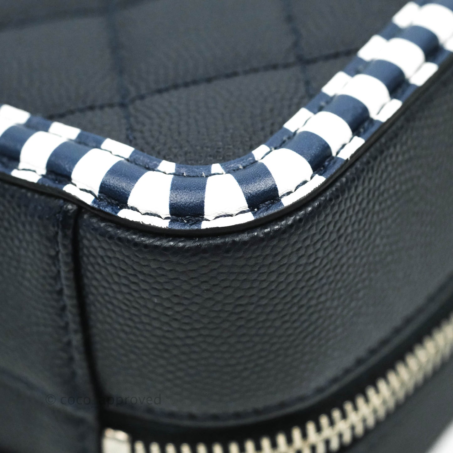 Chanel Quilted Small CC Filigree Vanity Case Navy Caviar 19C