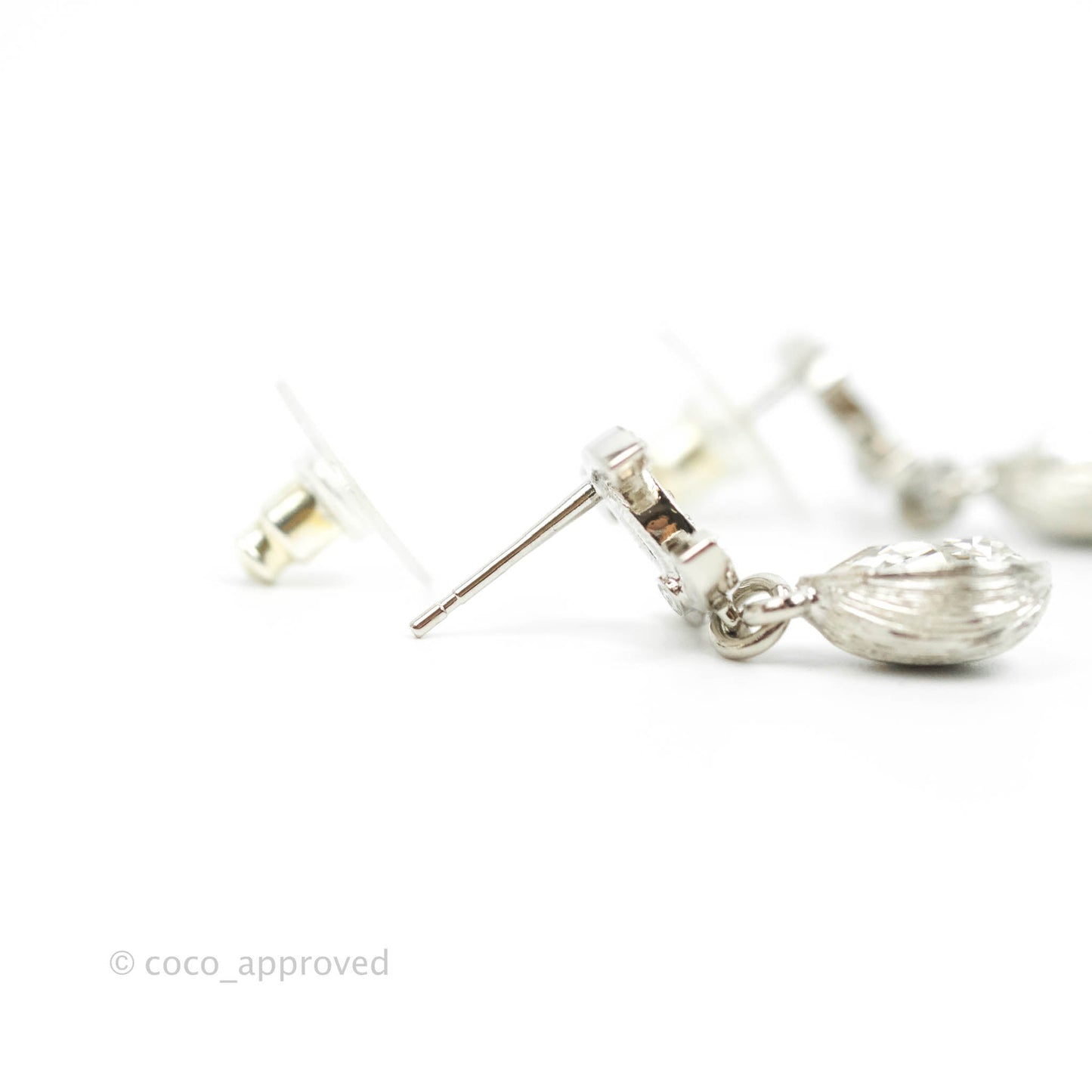 Chanel CC Crystal Drop Earrings Silver Hardware 21K