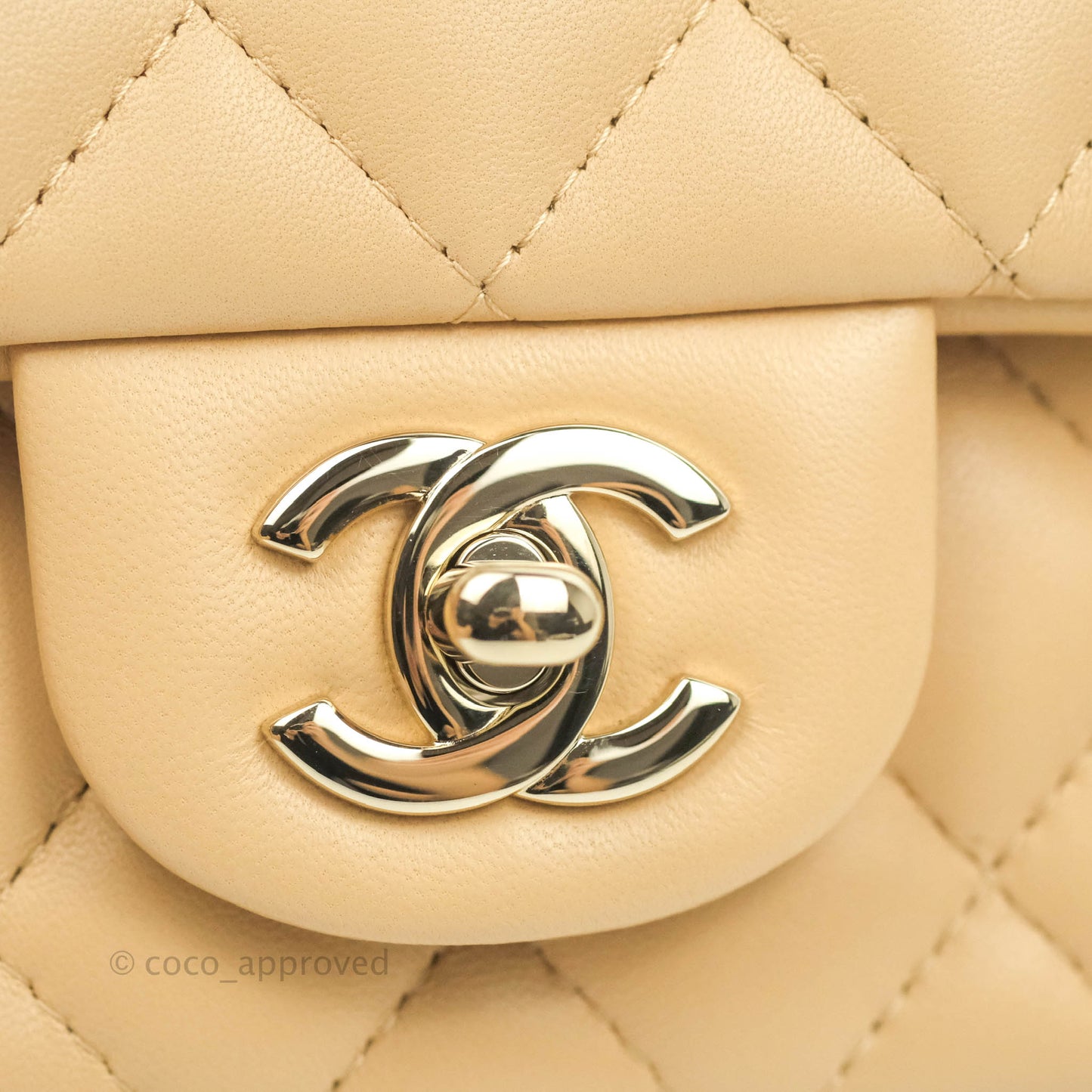 Chanel Classic Mini Rectangular Flap Beige Lambskin Gold Hardware 22C