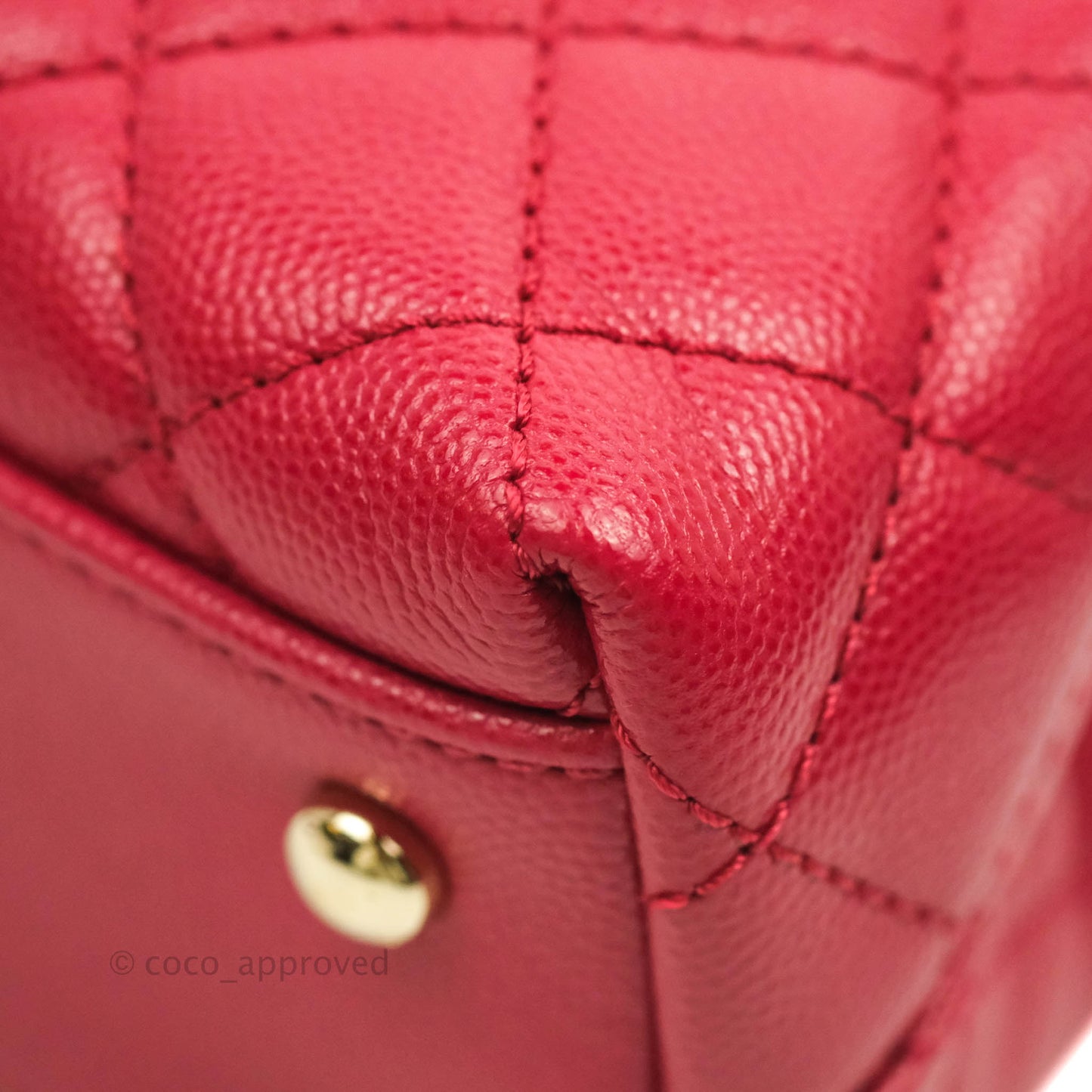 Chanel Small (Mini) Coco Handle Quilted Rosy Red Caviar Gold Hardware 21A