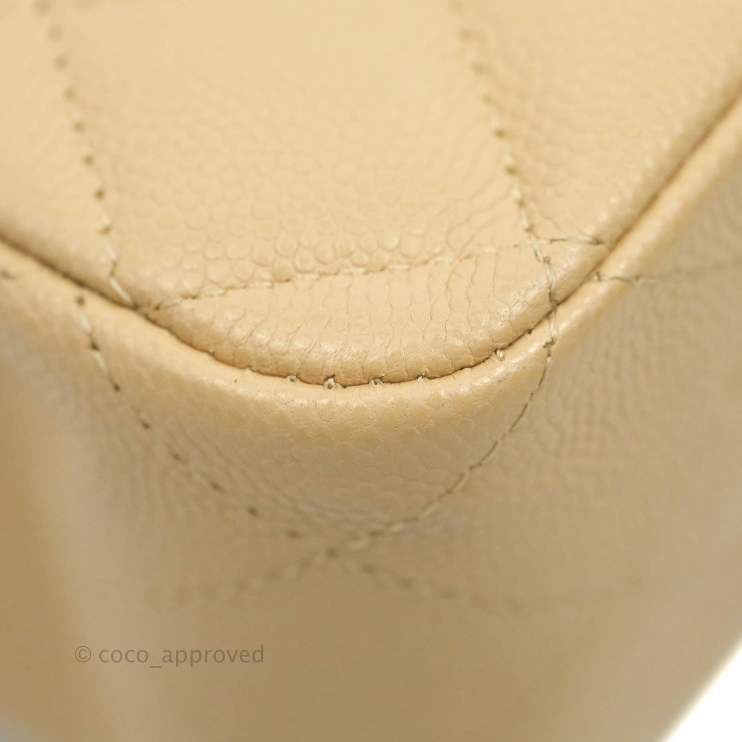 Chanel Quilted M/L Medium Double Flap Beige Caviar Gold Hardware 19C