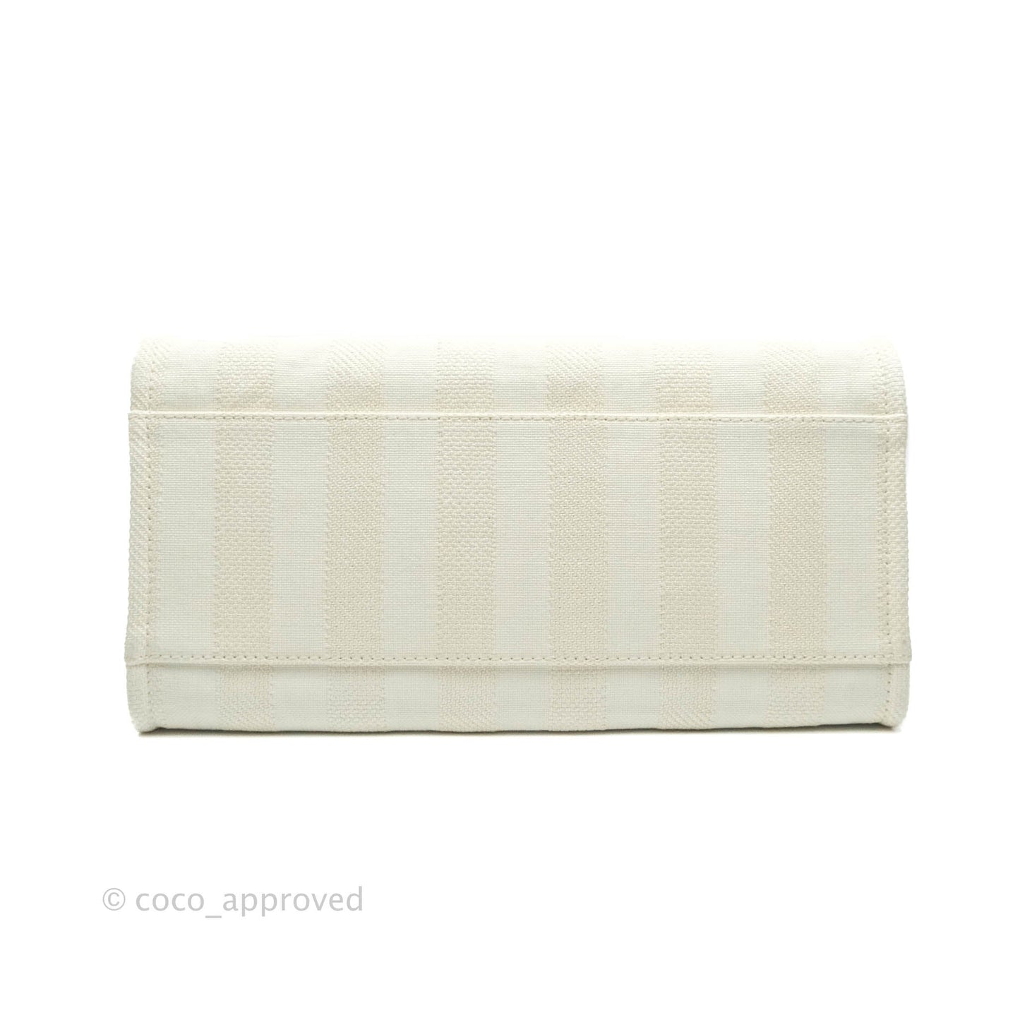 Chanel Large Deauville Light Beige Stripe Canvas Gold Hardware