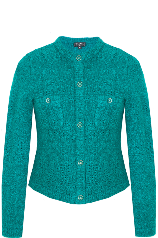 CHANEL Knit Jacket Petrol