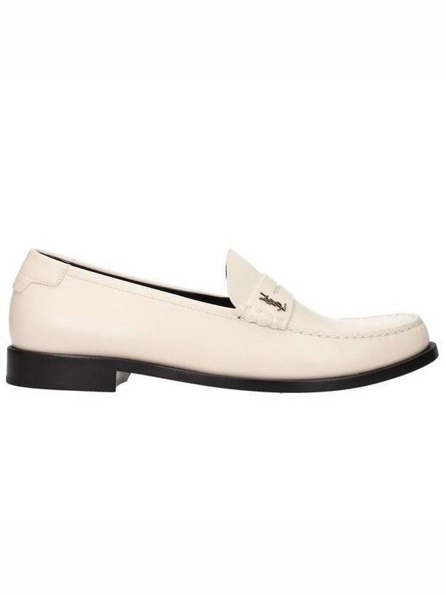 Luxury Saint Laurent Men's Monogram Penny Smooth Leather Loafers White