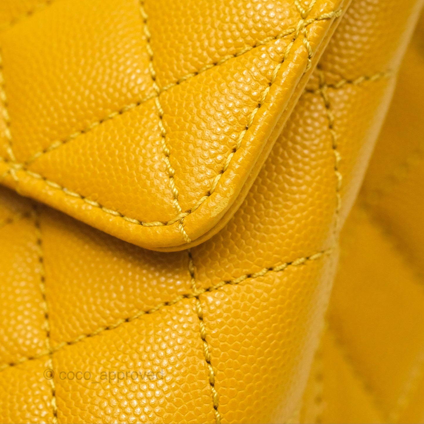 Chanel Small Coco Handle Mustard Yellow Caviar Gold Hardware