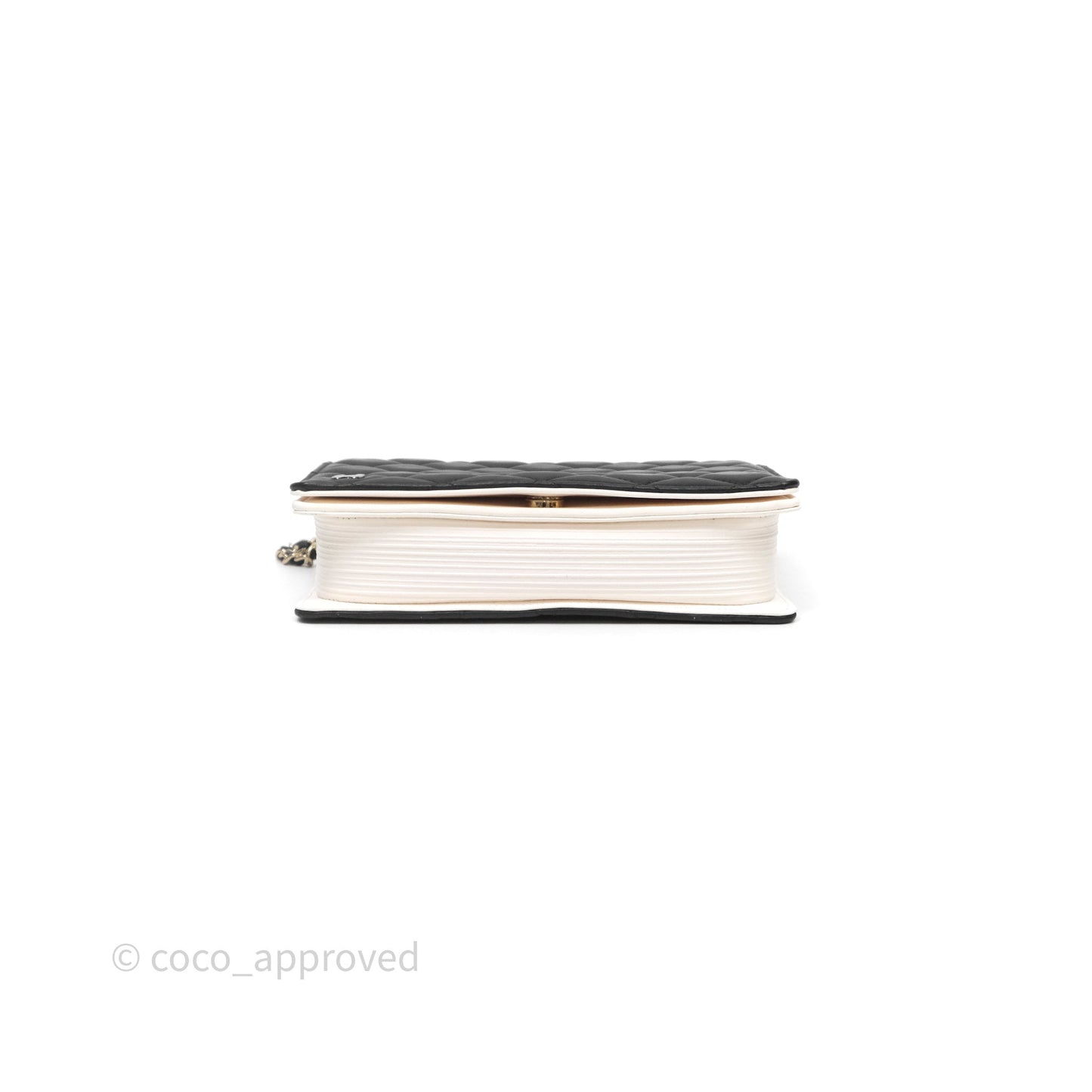 Chanel Quilted Book Wallet on Chain WOC Black Lambskin Gold Hardware