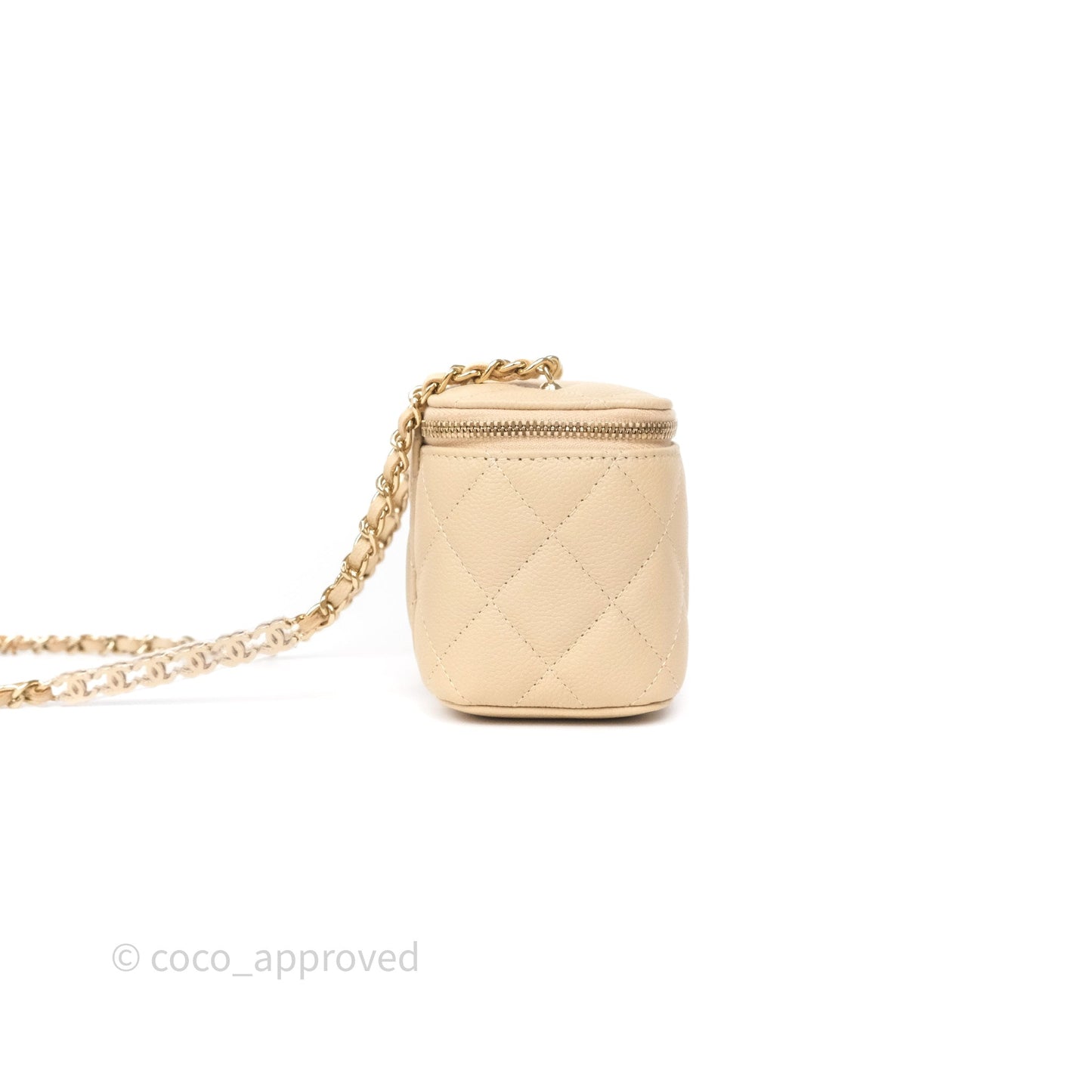 Chanel Mini Vanity With CC Chain Beige Caviar Gold Hardware