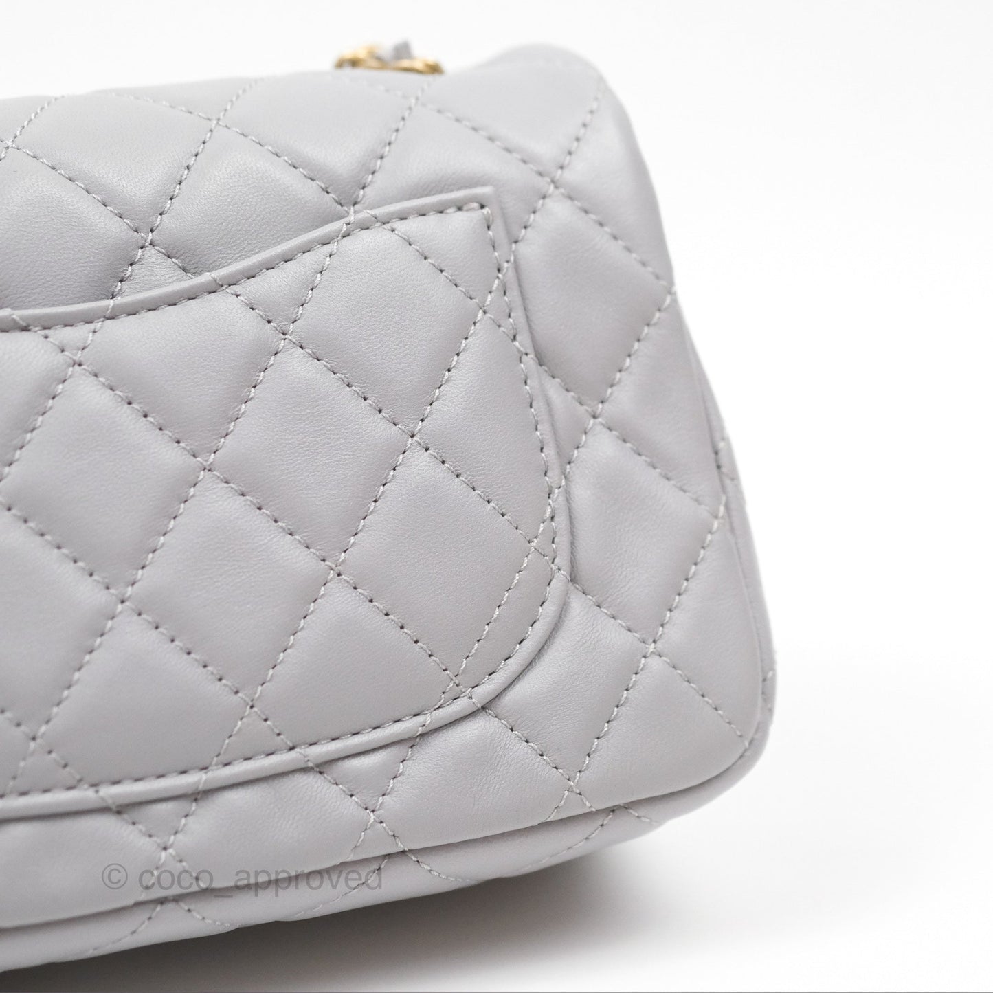 Chanel Mini Rectangular Pearl Crush Grey Lambskin Aged Gold Hardware