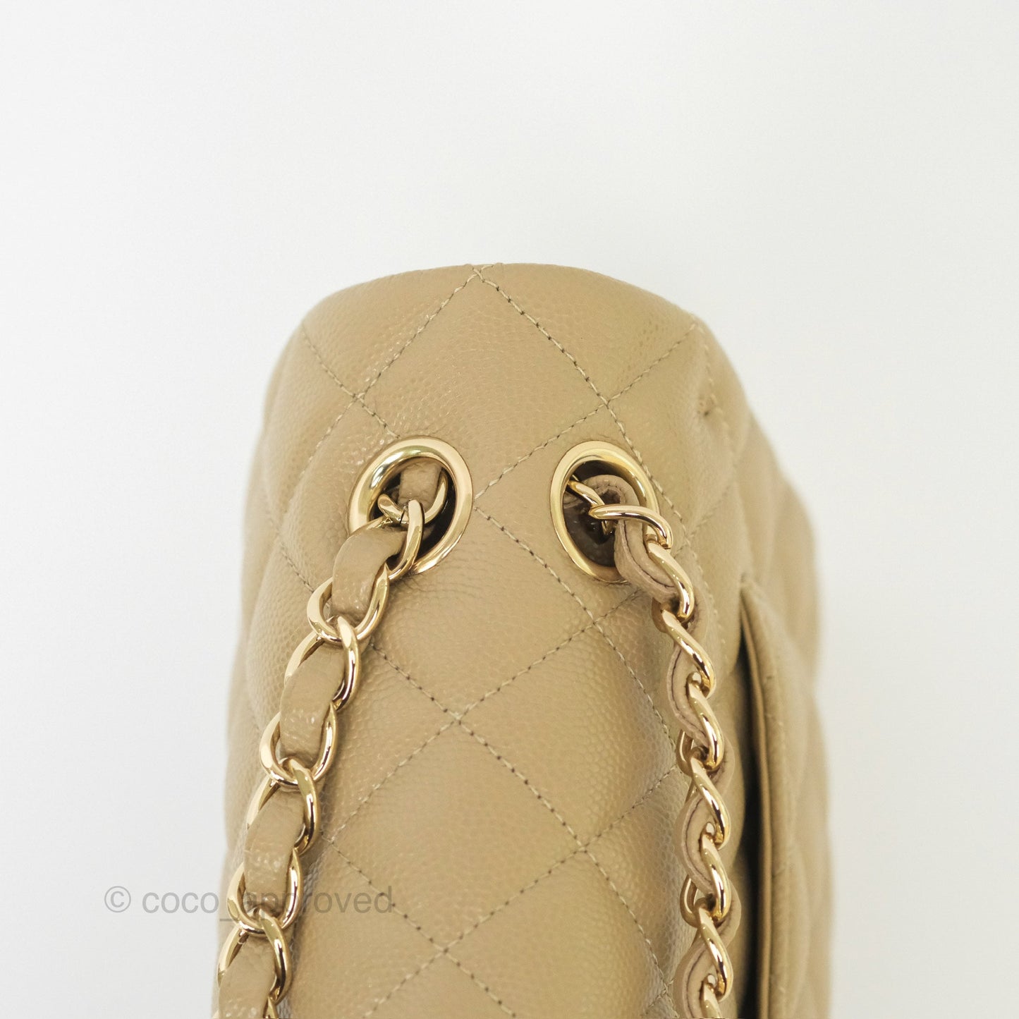 Chanel Small S/M Classic Flap Dark Beige Caviar Gold Hardware 21A