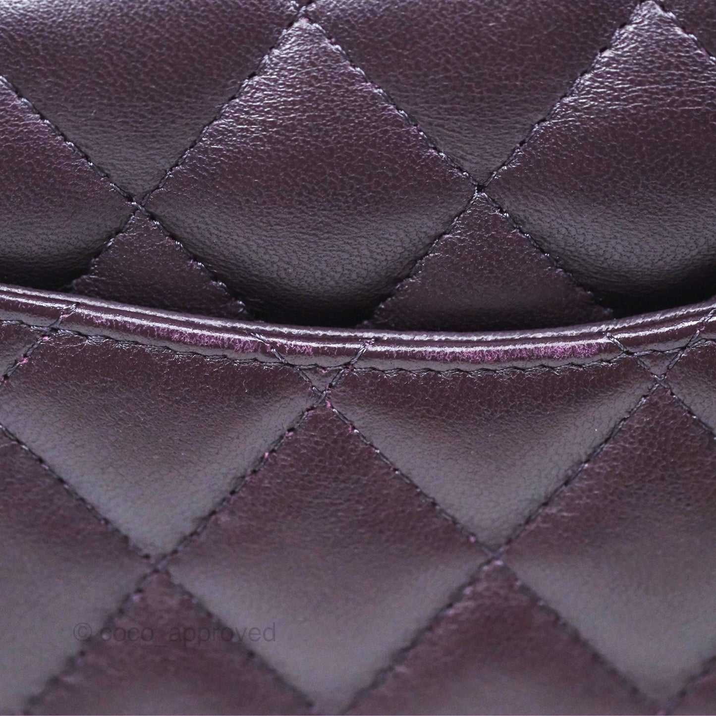 Chanel Quilted Mini Square Dark Purple Lambskin Silver Hardware