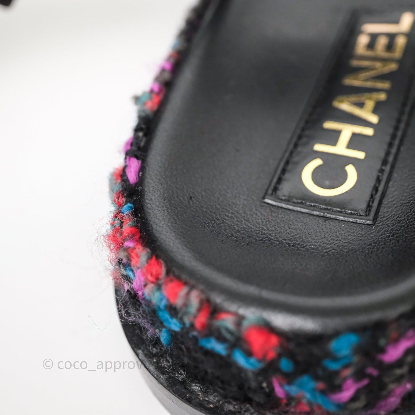 Chanel Dad Sandals Black/ Purple Tweed Size 38