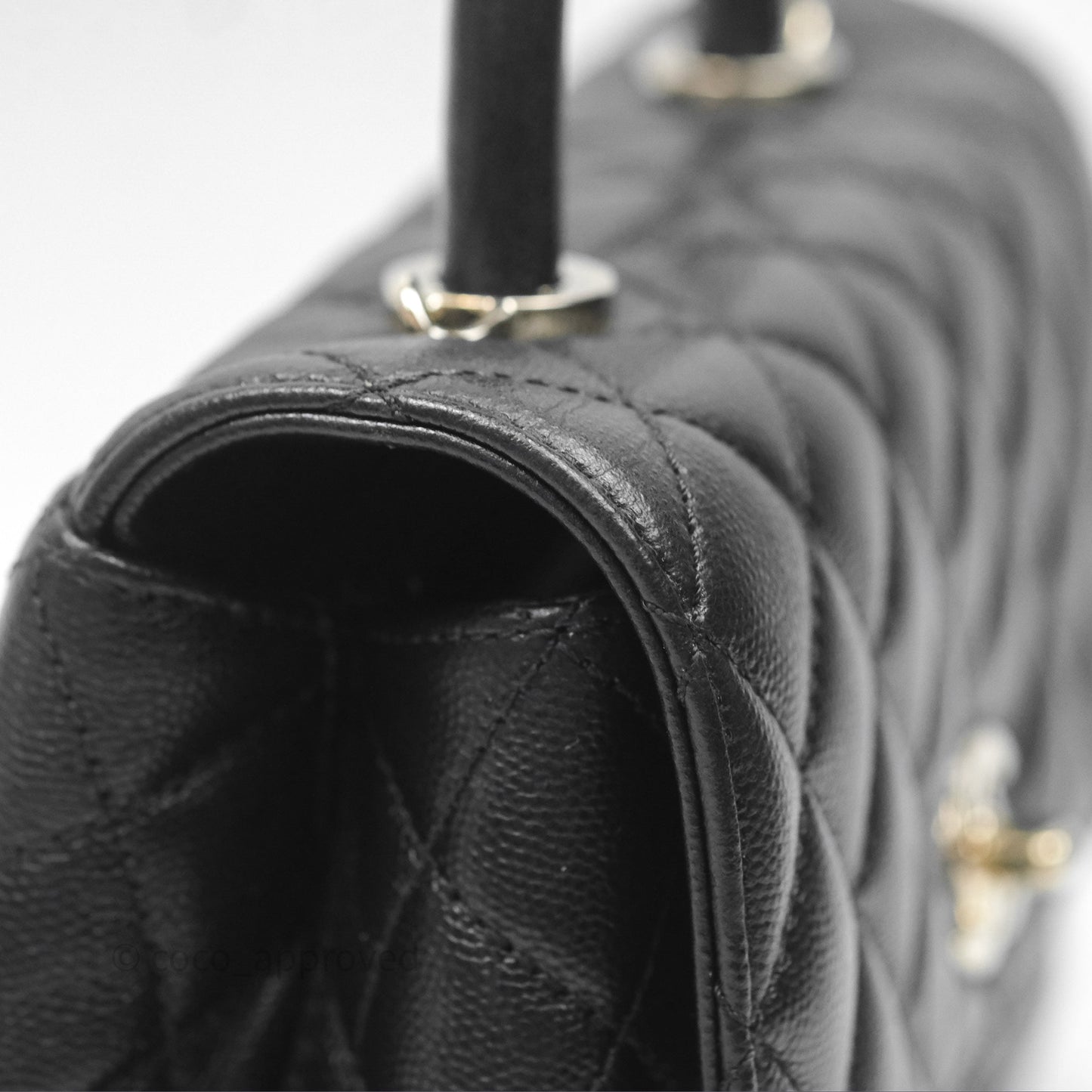 Chanel Small Coco Handle Quilted Black Caviar Gold Hardware