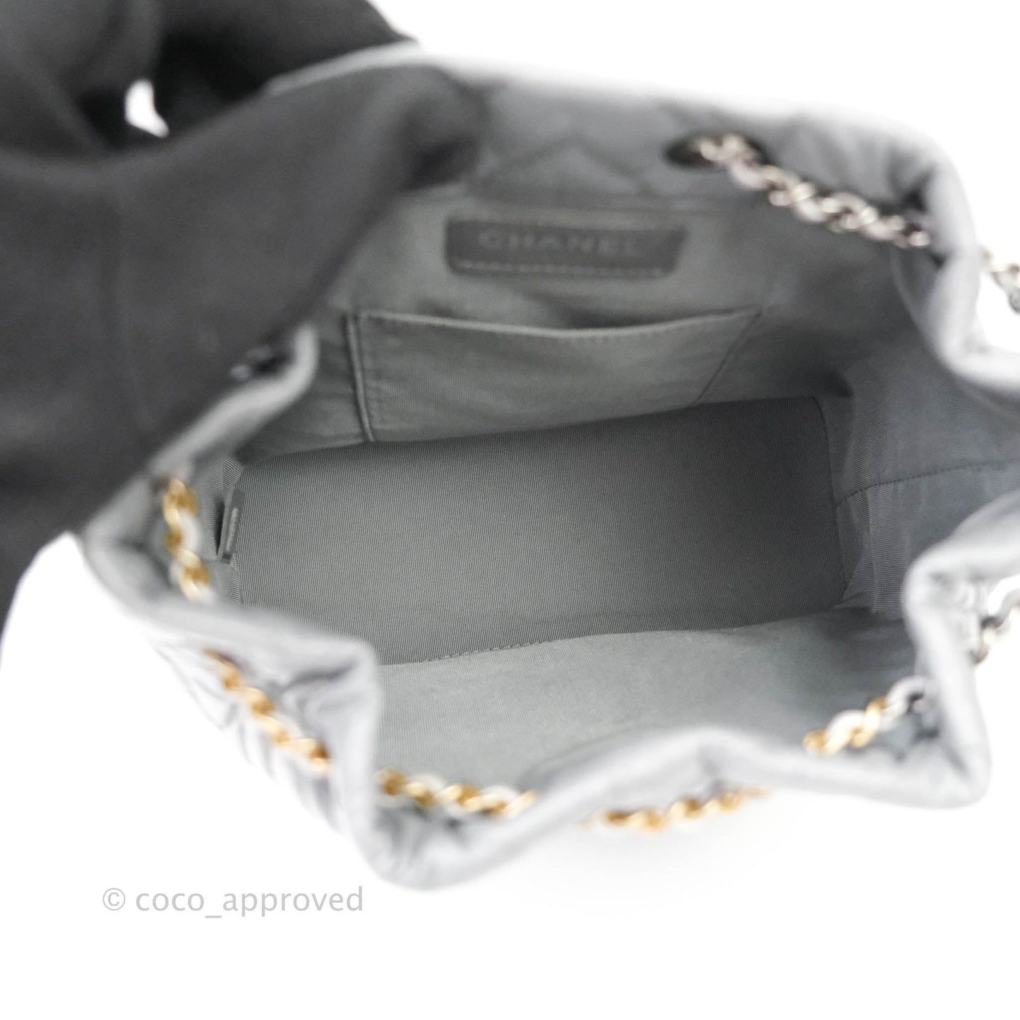 Chanel Small Chevron Gabrielle Backpack Aged Calfskin Grey
