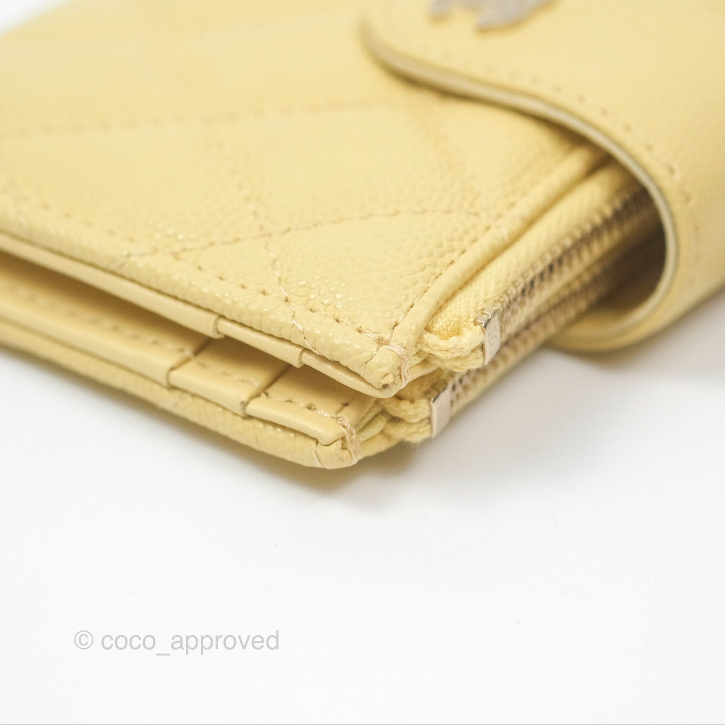 Chanel Classic Double Zip Card Case Yellow Caviar Gold Hardware