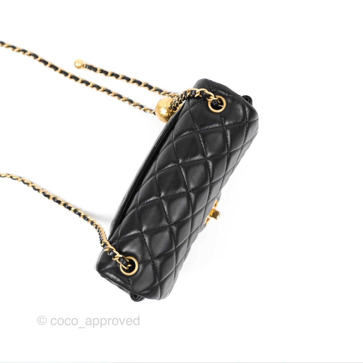 Chanel Mini Rectangular Pearl Crush Black Lambskin Aged Gold Hardware