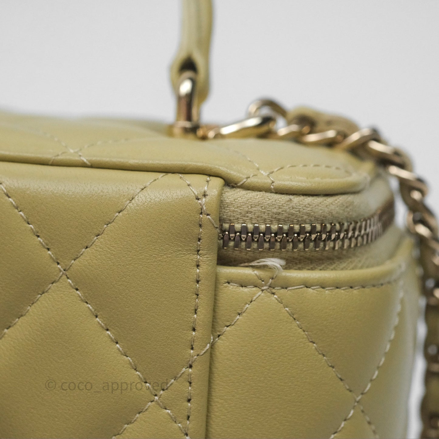 Chanel Top Handle Vanity with Chain Olive Green Lambskin Aged Gold Hardware