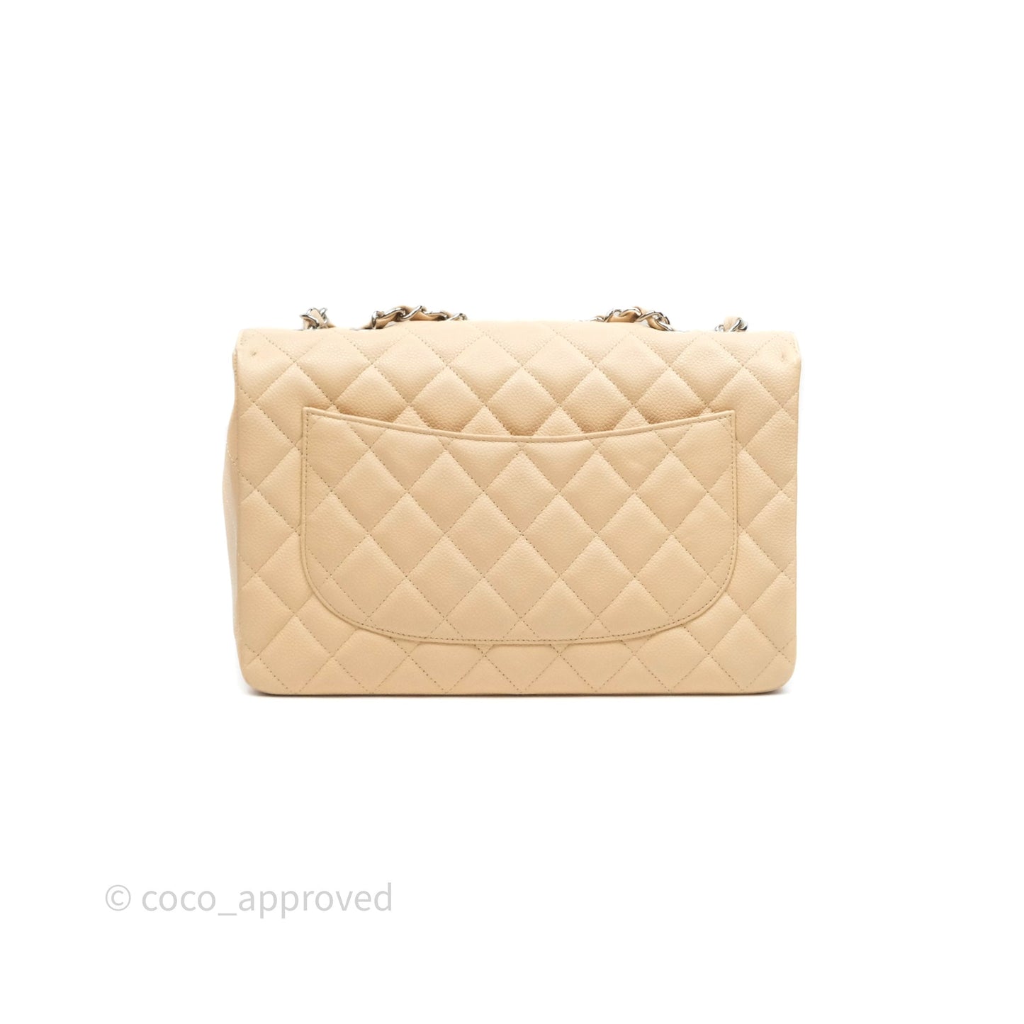 Chanel Jumbo Single Flap Beige Caviar Silver Hardware