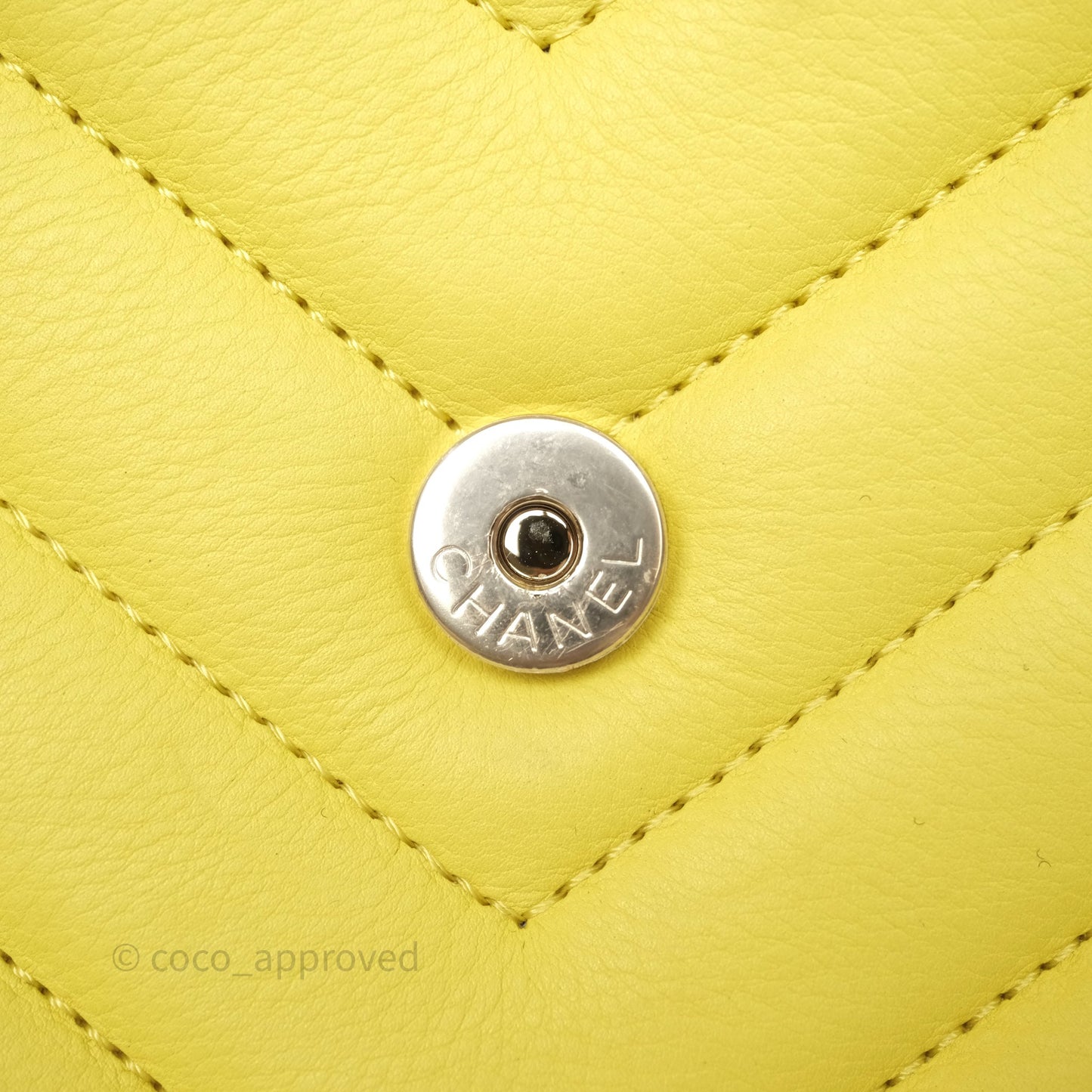 Chanel Chevron Square Envelope Flap Bag Yellow Calfskin Gold Hardware 19C