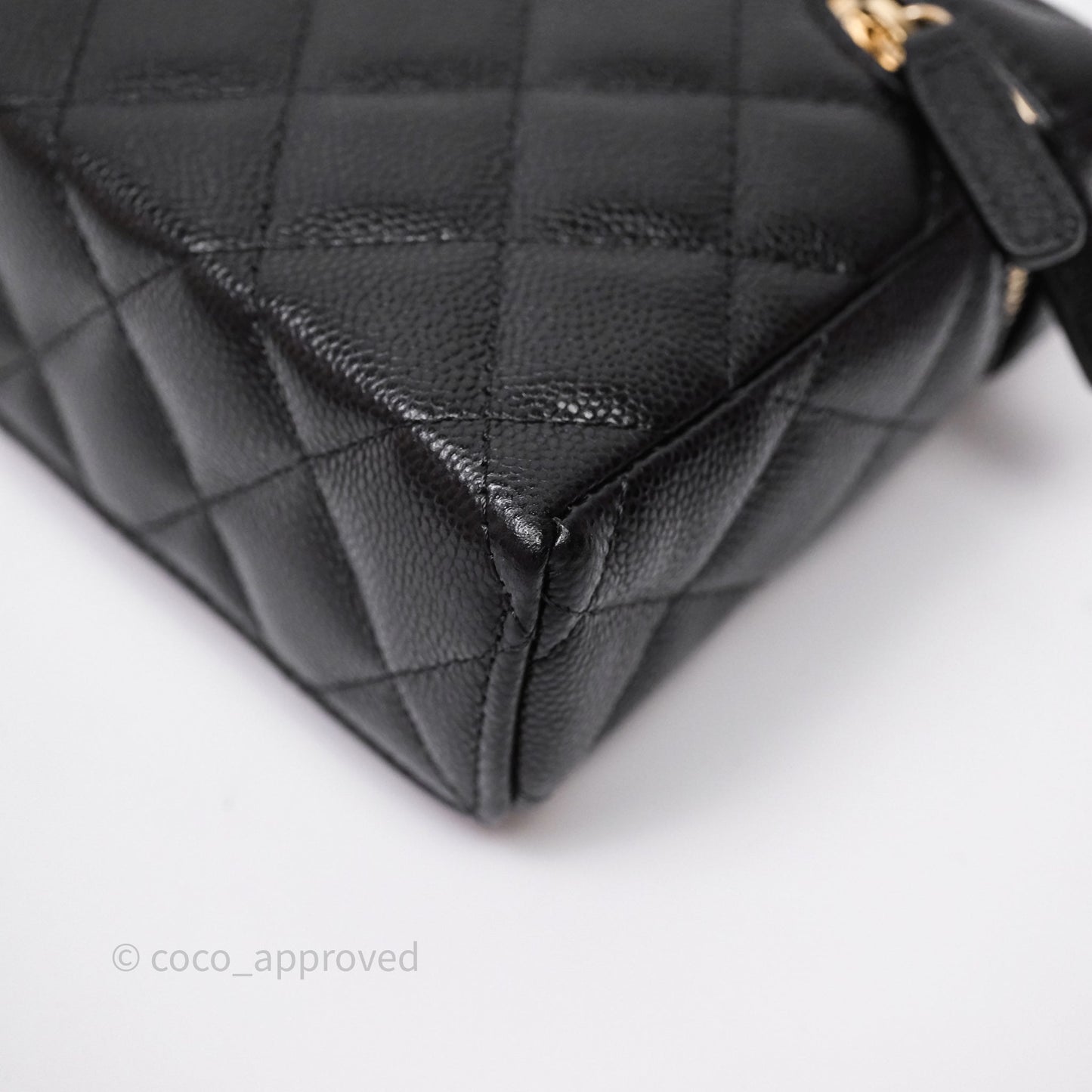 Chanel Top Handle Long Vanity with Chain Black Caviar Gold Hardware