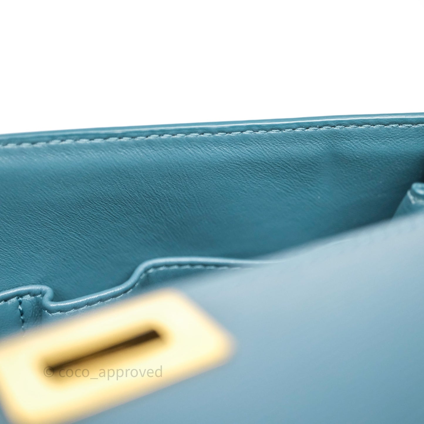 Celine Medium Classic Box Flap Blue Green Calfskin Gold Hardware