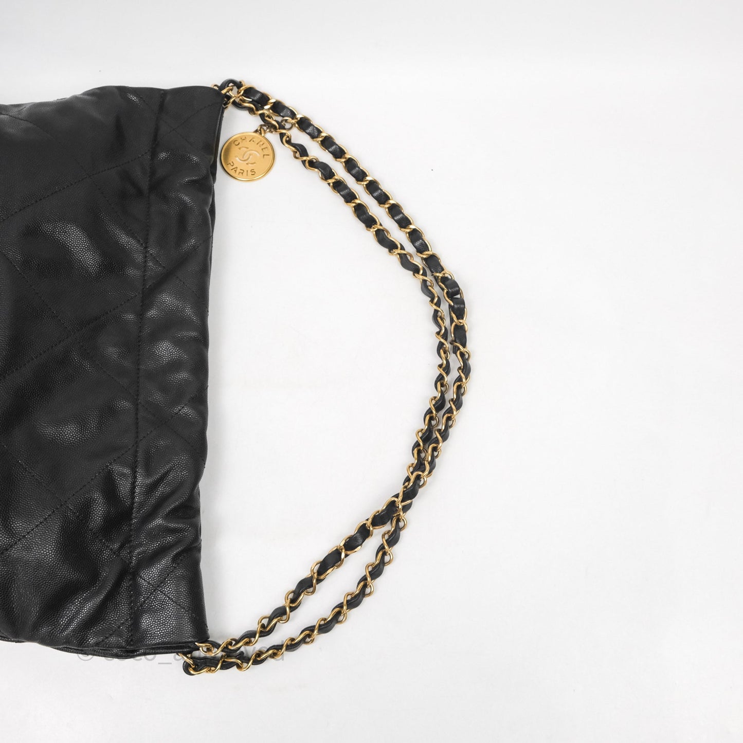 Chanel 22 Small Black Caviar Aged Gold Hardware