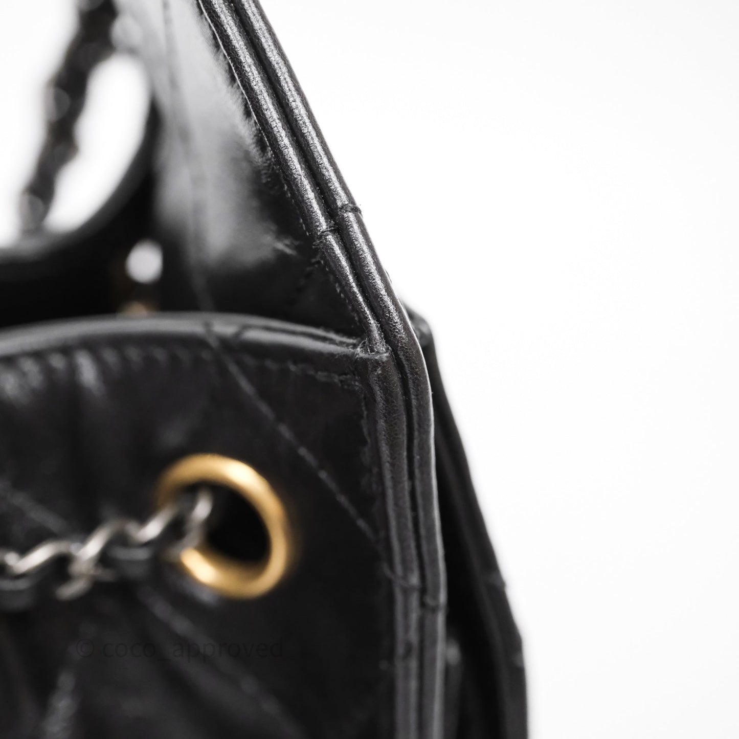 Chanel 25 Mini Black Shiny Crumpled Calfskin Mixed Hardware