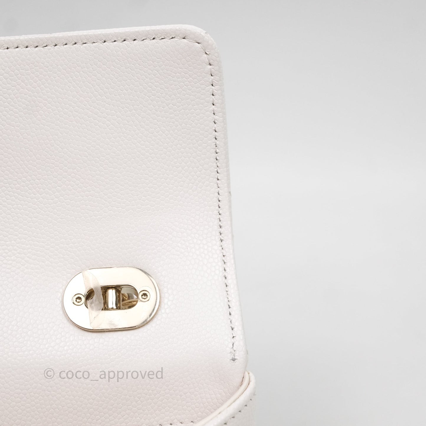 Chanel Small Coco Lady Quilted Flap Bag With Top Handle White Calfskin Gold Hardware