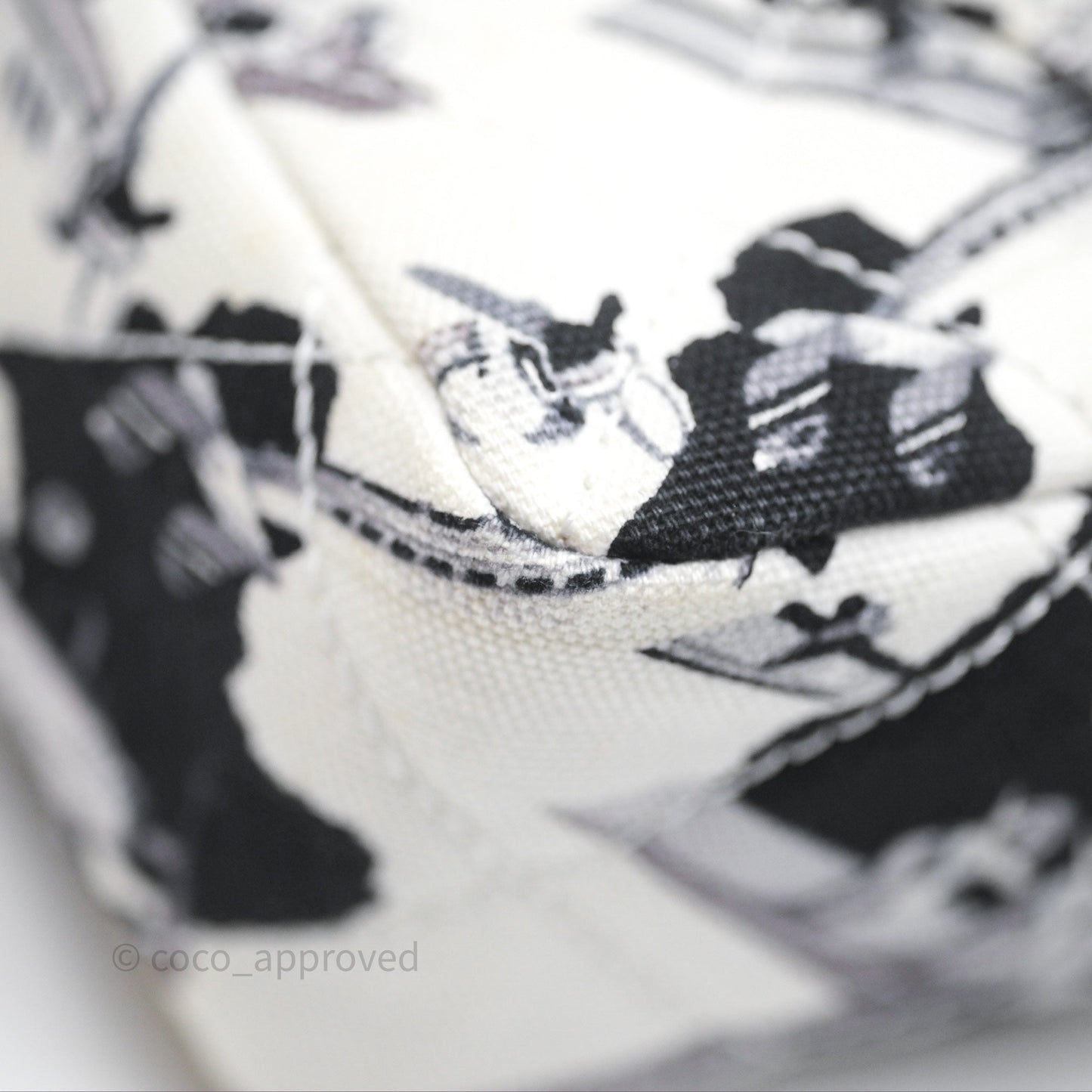 Chanel Quilted Airplane Printed Shoulder Flap Bag Canvas White