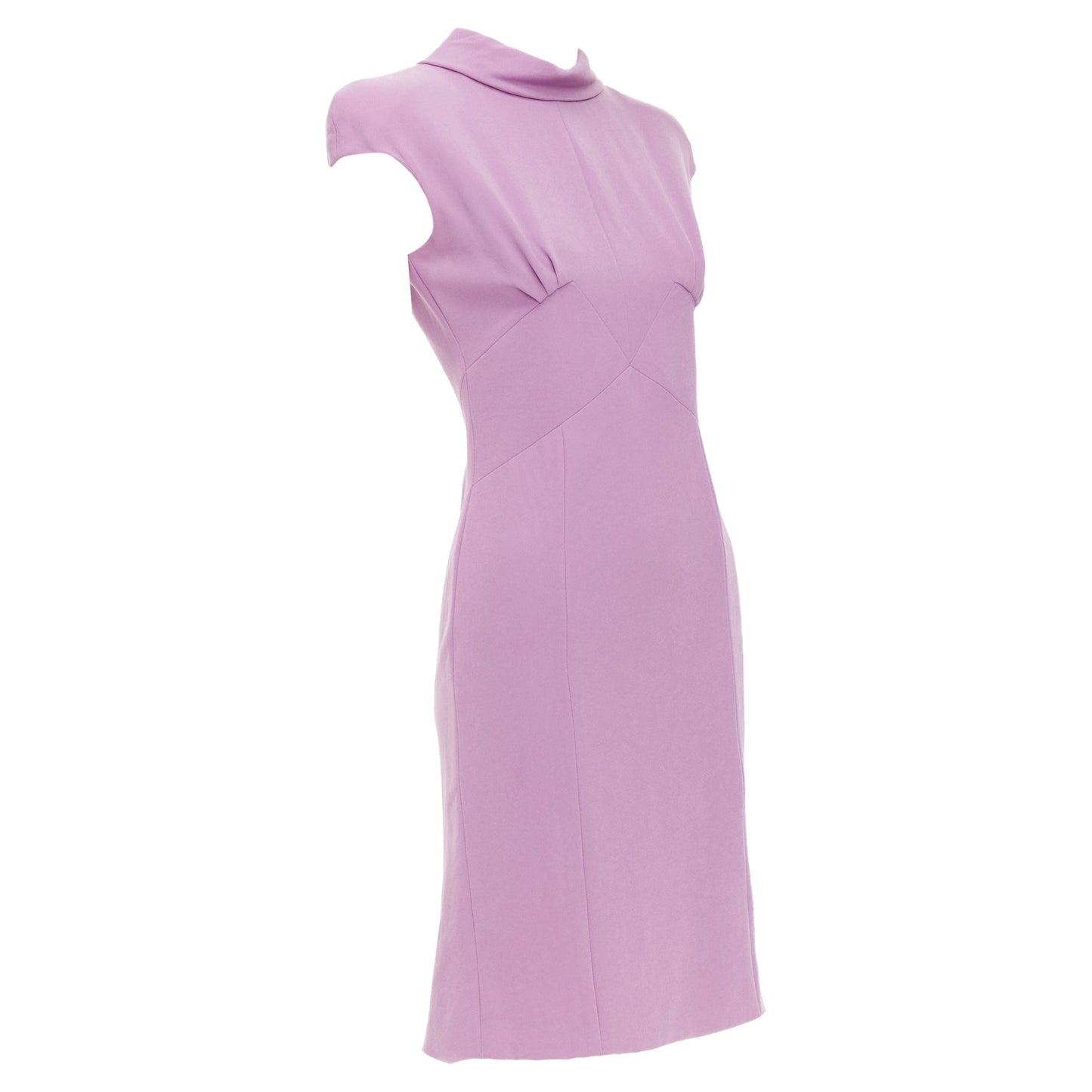 Luxury Bottega Veneta purple mock neck ruched dress