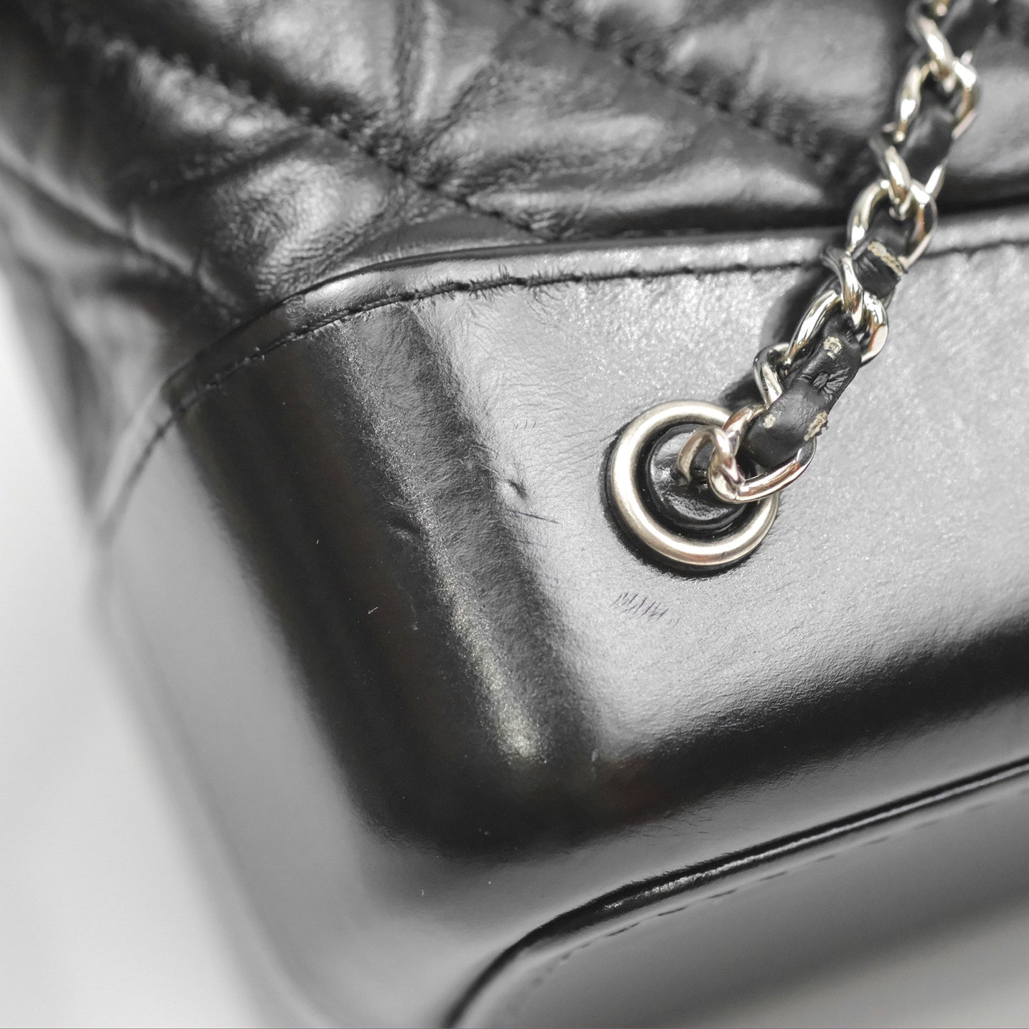 Chanel Medium Chevron Gabrielle Backpack Black Aged Calfskin