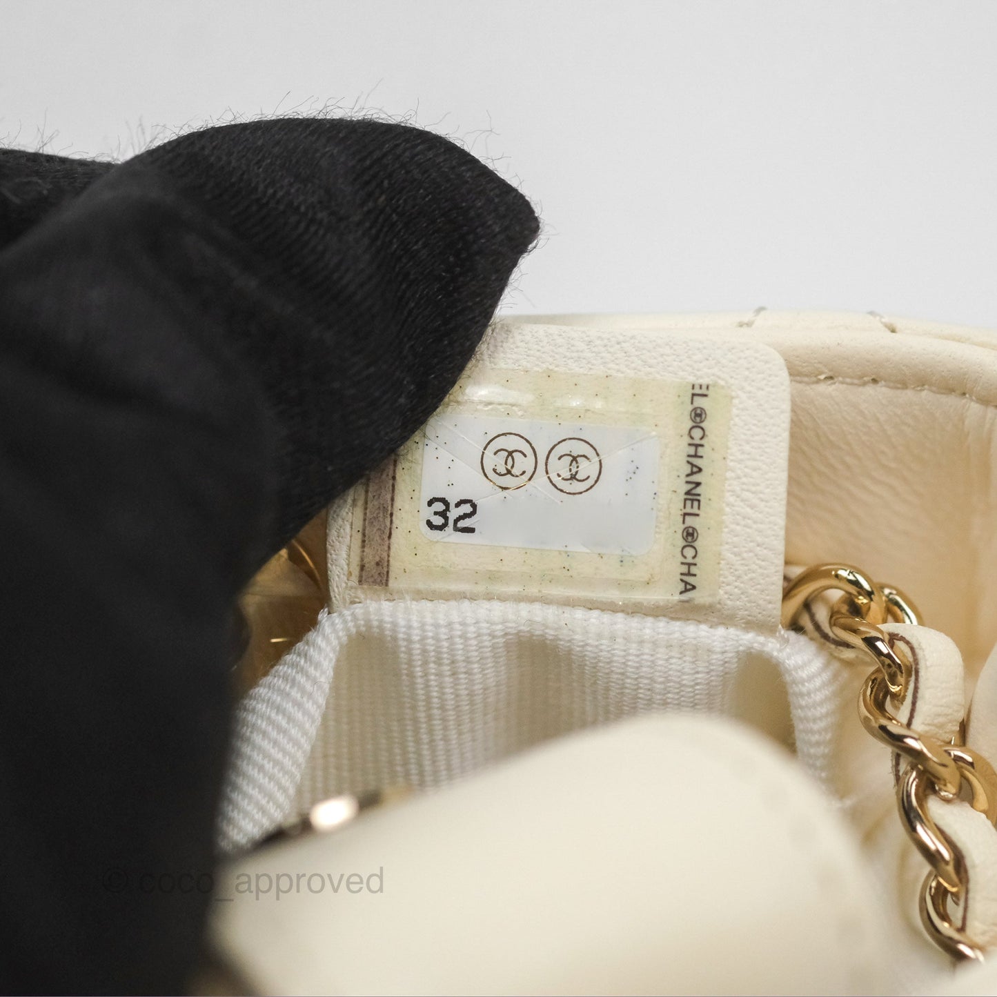 Chanel Mini Square Clutch with Chain Ivory Lambskin Gold Hardware 22C